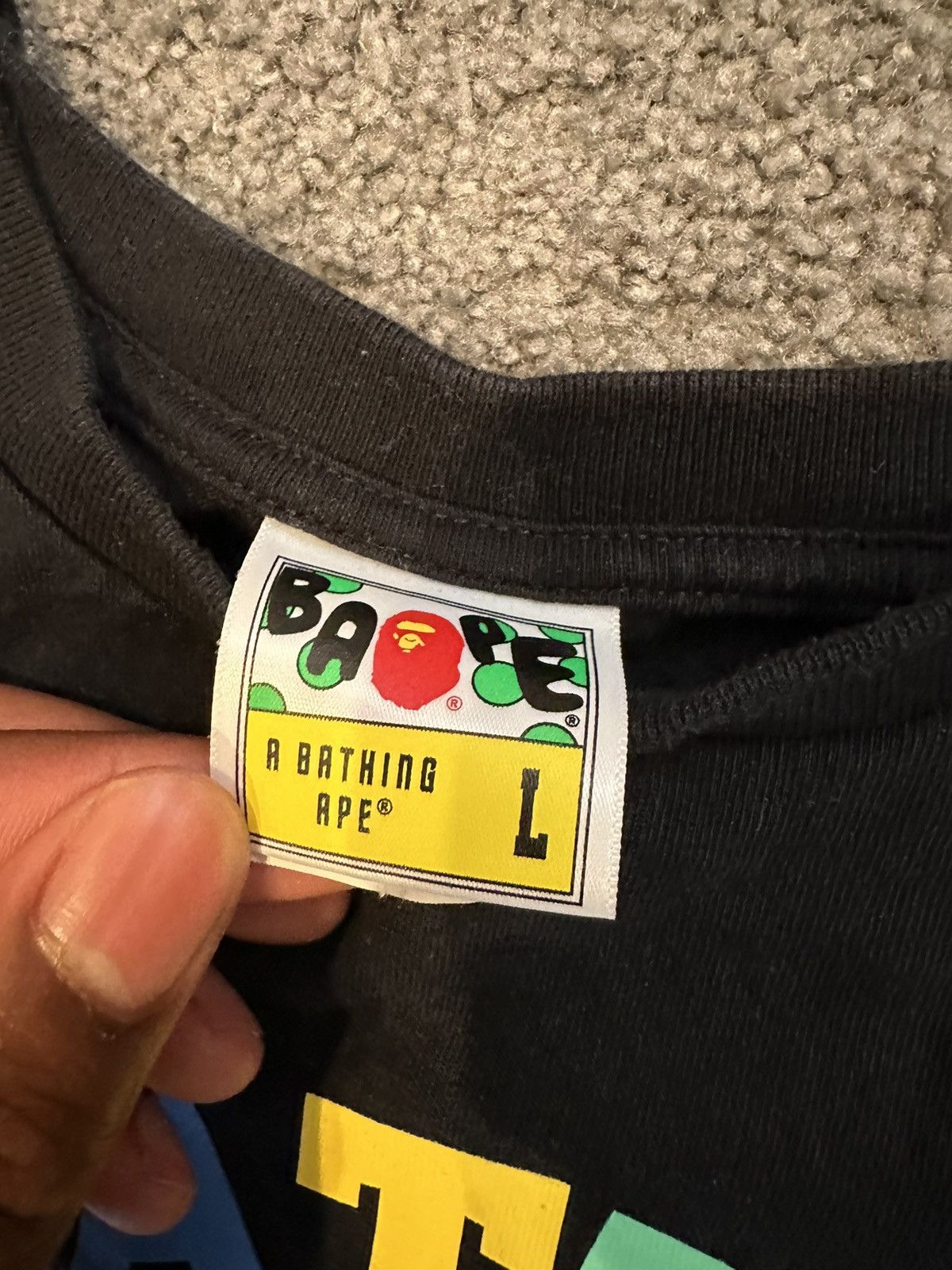 Bape BAPE Colors College Tee 'Black/Multicolor' Size US L / EU 52-54 / 3 - 2 Thumbnail