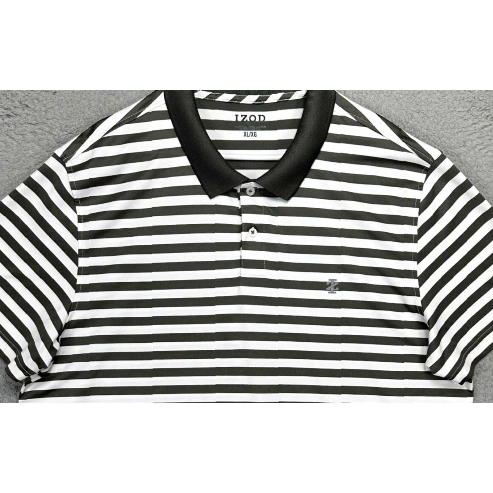 Izod Izod Golf Polo Shirt Mens XL White Black Candy Stripes Short Sleeve Polo Athletic Classic Casual Golfing Outdoor Summer Size US XL / EU 56 / 4 - 2 Thumbnail