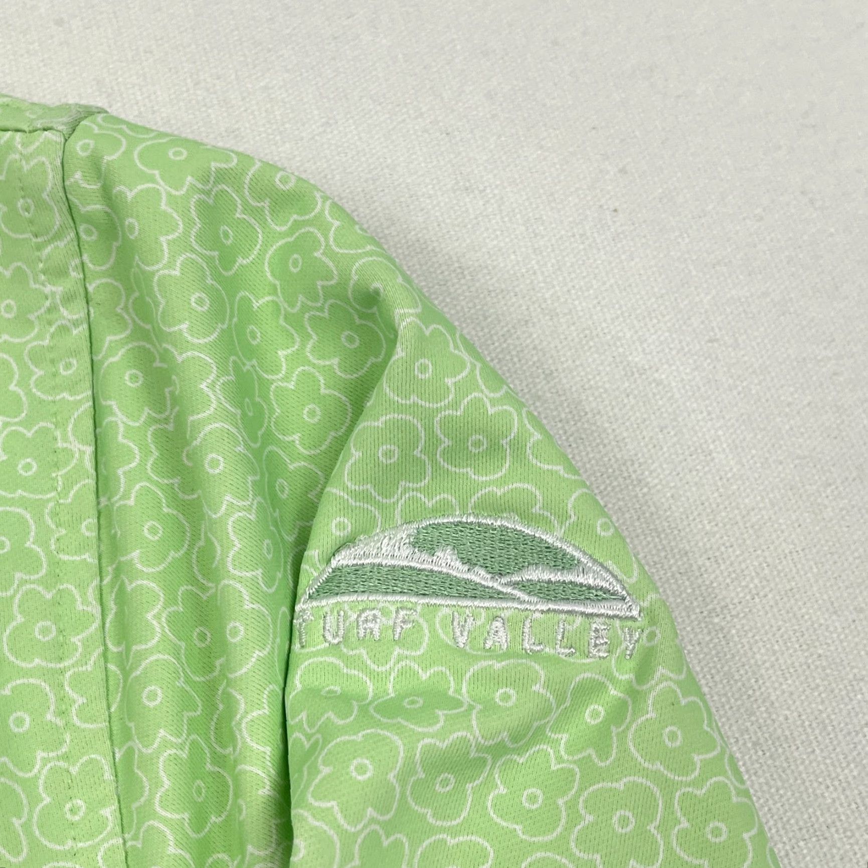 Vintage Turtleson Pullover Mens L Green White Floral Active Stretch Turf Valley Golf Jacket Size US L / EU 52-54 / 3 - 2 Thumbnail