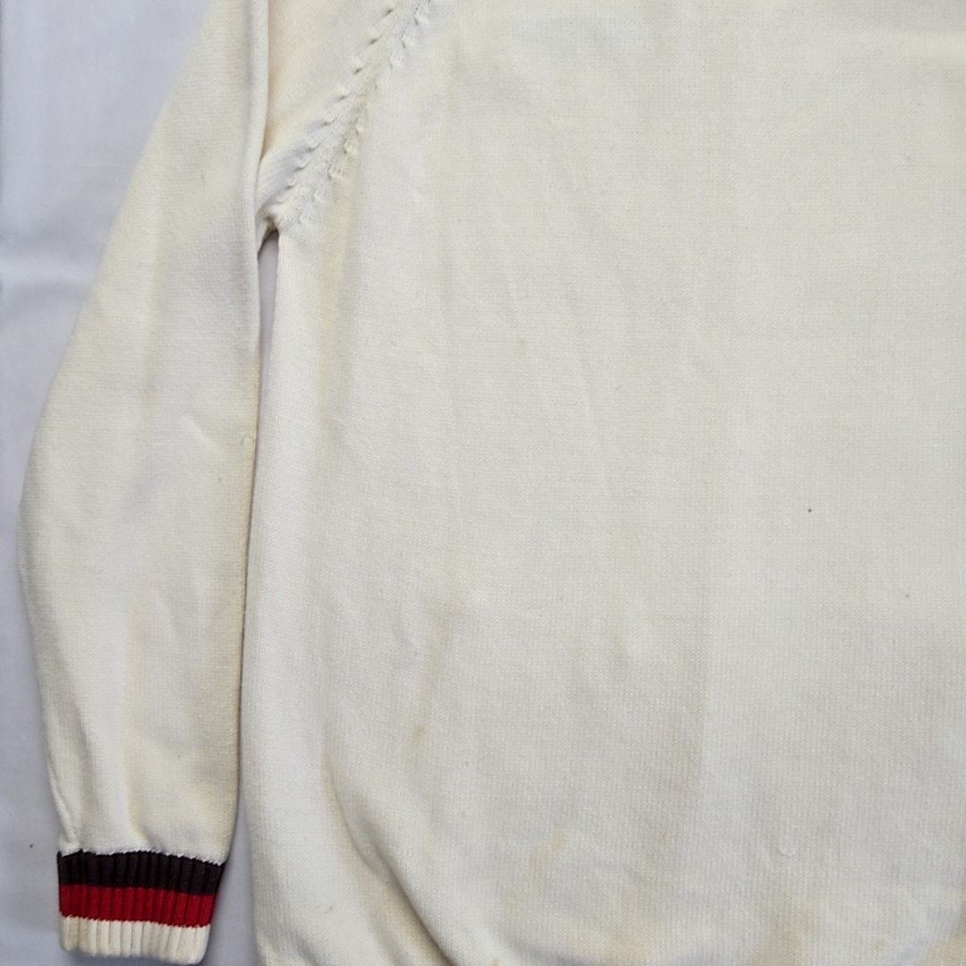 Ecko Unltd. Ecko Unltd Knit Sweater Red Stripe Full Zip Cream XXL Y2K Size US XXL / EU 58 / 5 - 12 Thumbnail