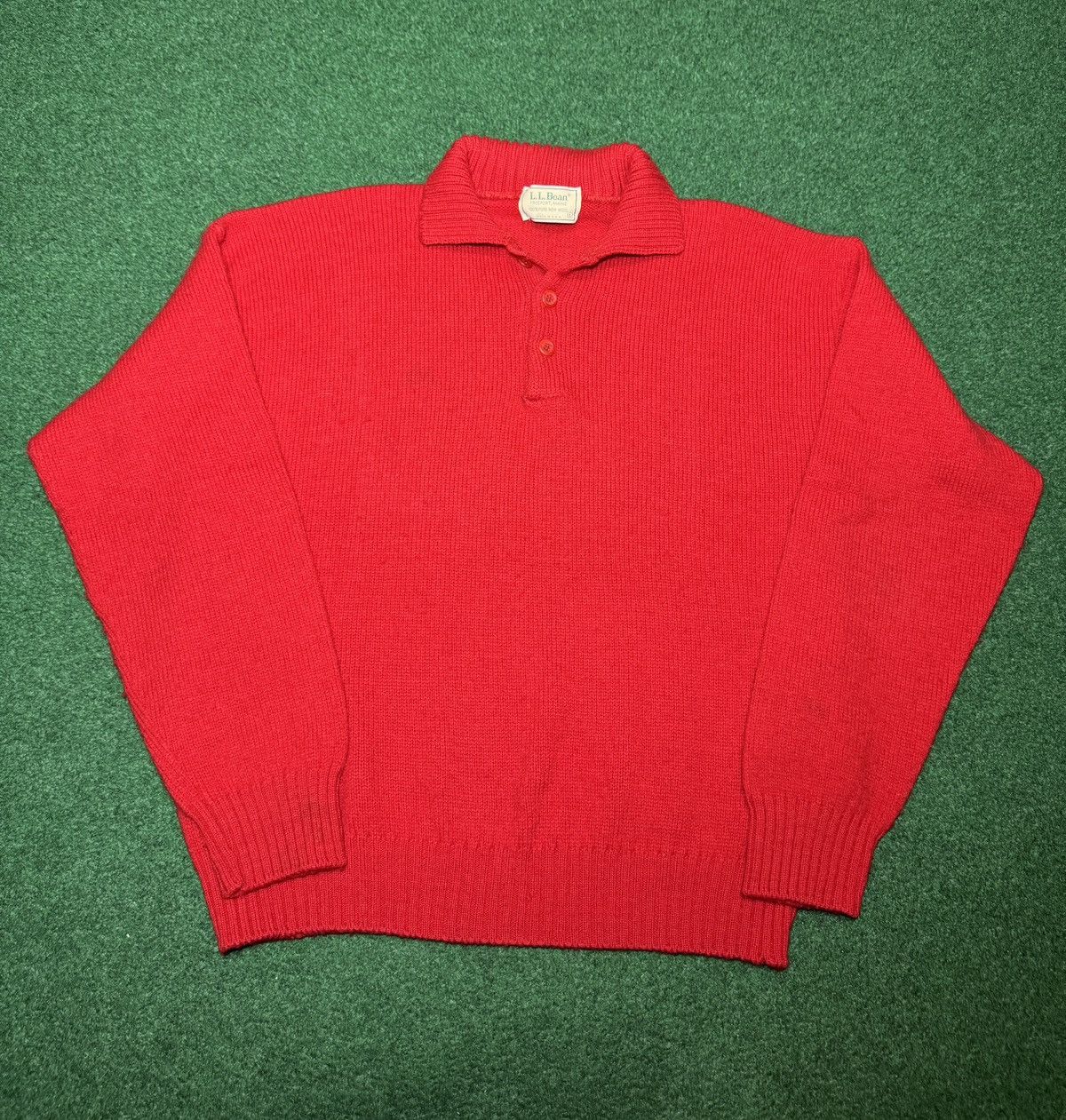 L.L. Bean LL Bean True Vintage Red Wool Pullover Polo 22x25 Sweater Size US L / EU 52-54 / 3 - 1 Thumbnail