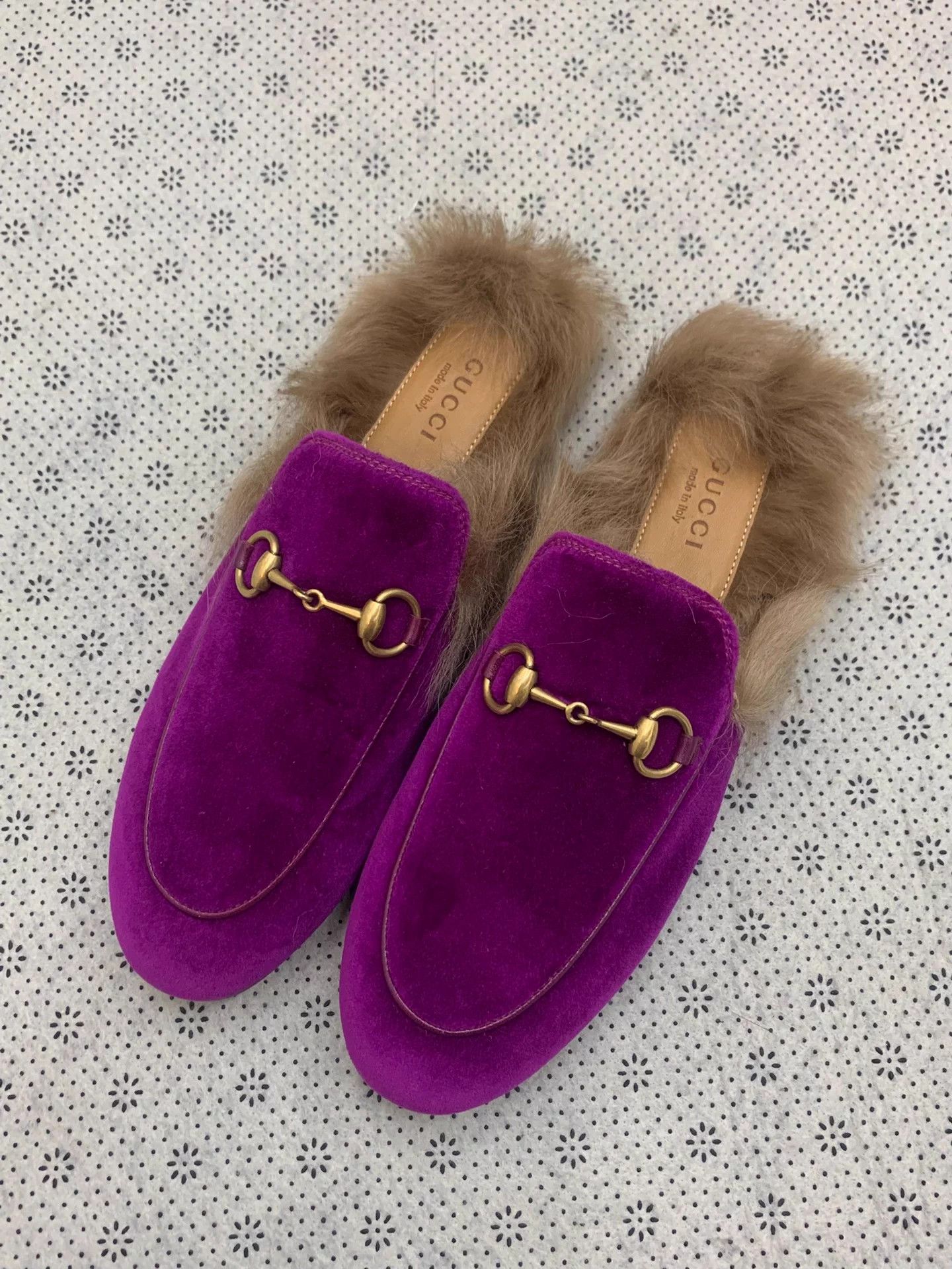 Gucci Gucci Classic Purple Satin Fur Mules New Dust Bag 36.5 Size US 5.5 / IT 35.5 - 1 Thumbnail