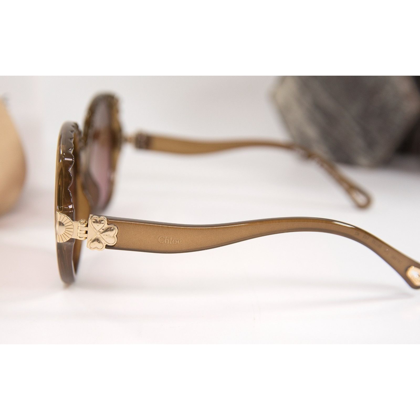 Chloe Chloe CE749S Brown Rose Tortoise Acrylic Logo Sunglasses NWT Size ONE SIZE - 3 Thumbnail