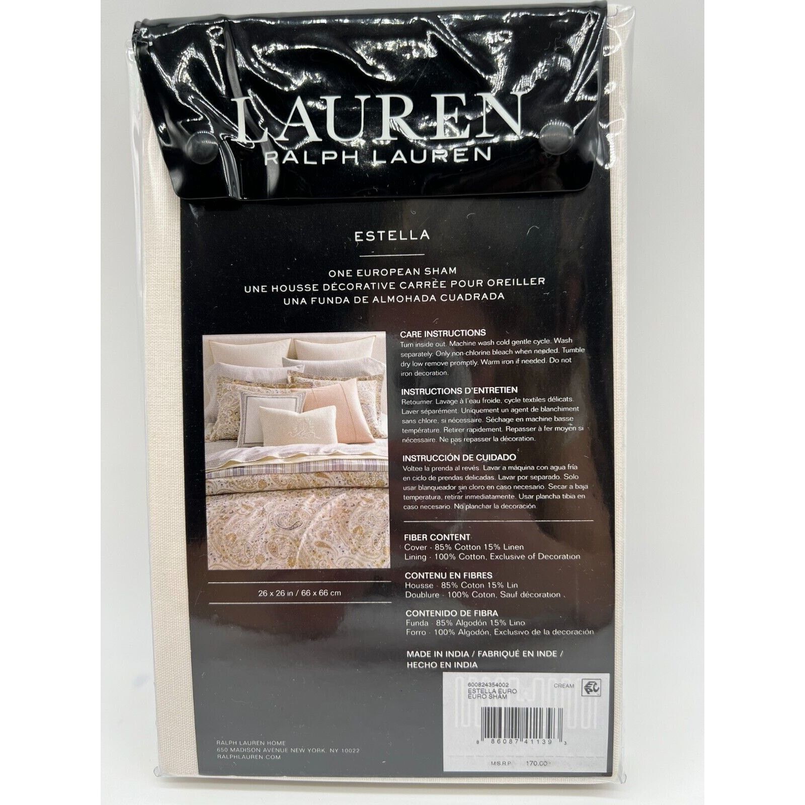 Ralph Lauren Ralph Lauren Estella Paisley One Euro Sham Classic Cream Size ONE SIZE - 6 Thumbnail
