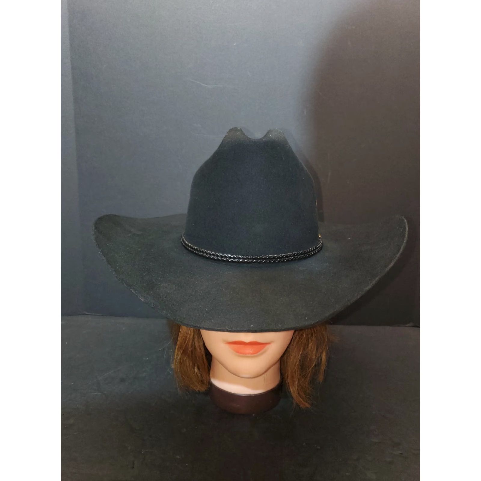 George VINTAGE Resistol George Strait Design 4X Beaver Felt Cowboy Hat Sz 6 3/4 Black Mens Cowboy Hat Size ONE SIZE - 2 Thumbnail