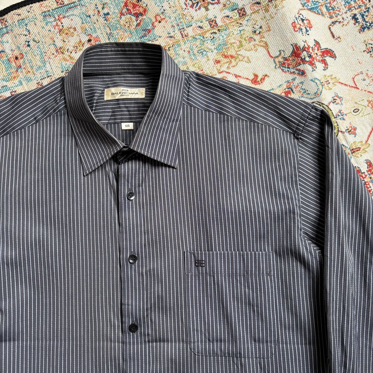 Balenciaga Vintage Balenciaga stripe button up shirts Size US XL / EU 56 / 4 - 3 Thumbnail