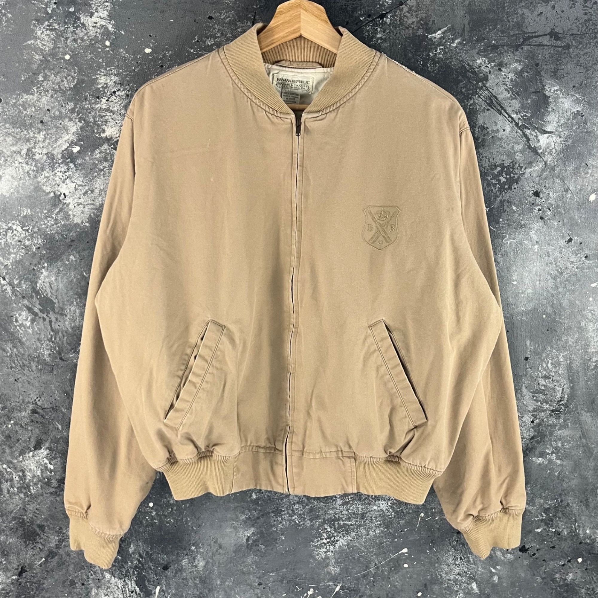 2000'S Banana Republic Cotton Jacket, Men's Size L cotton Beige type Vintage Second Hand