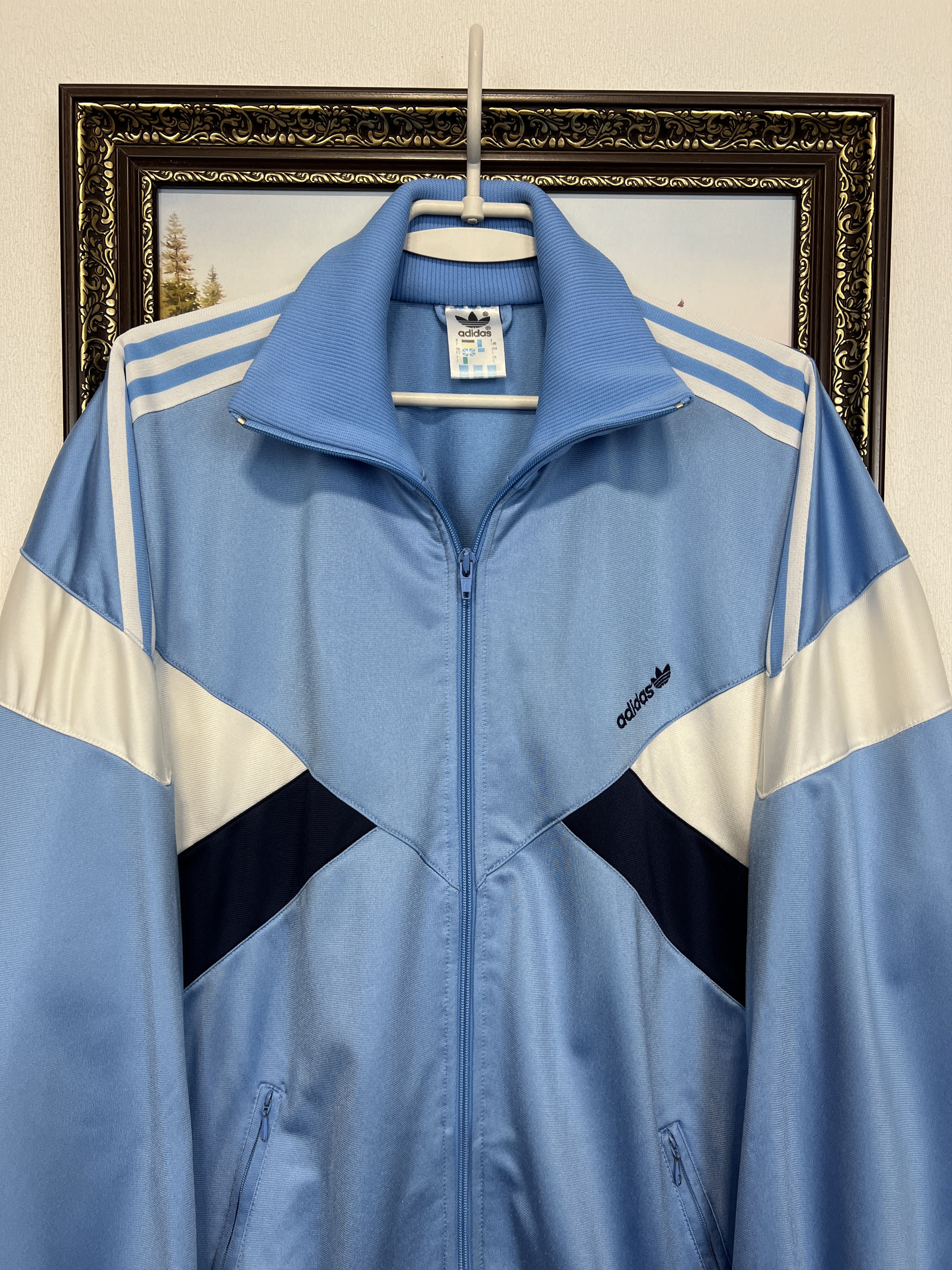 Adidas Vintage 90's White Blue Jacket Rare Track Top Y2K Hype Size US L / EU 52-54 / 3 - 2 Thumbnail