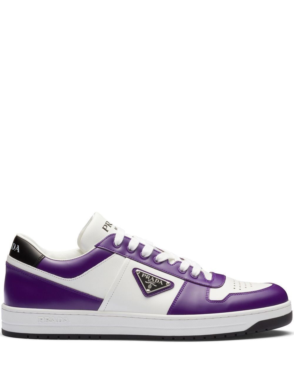 image of Prada Leather Logo Downtown Sneakers in White, Men's (Size 10)