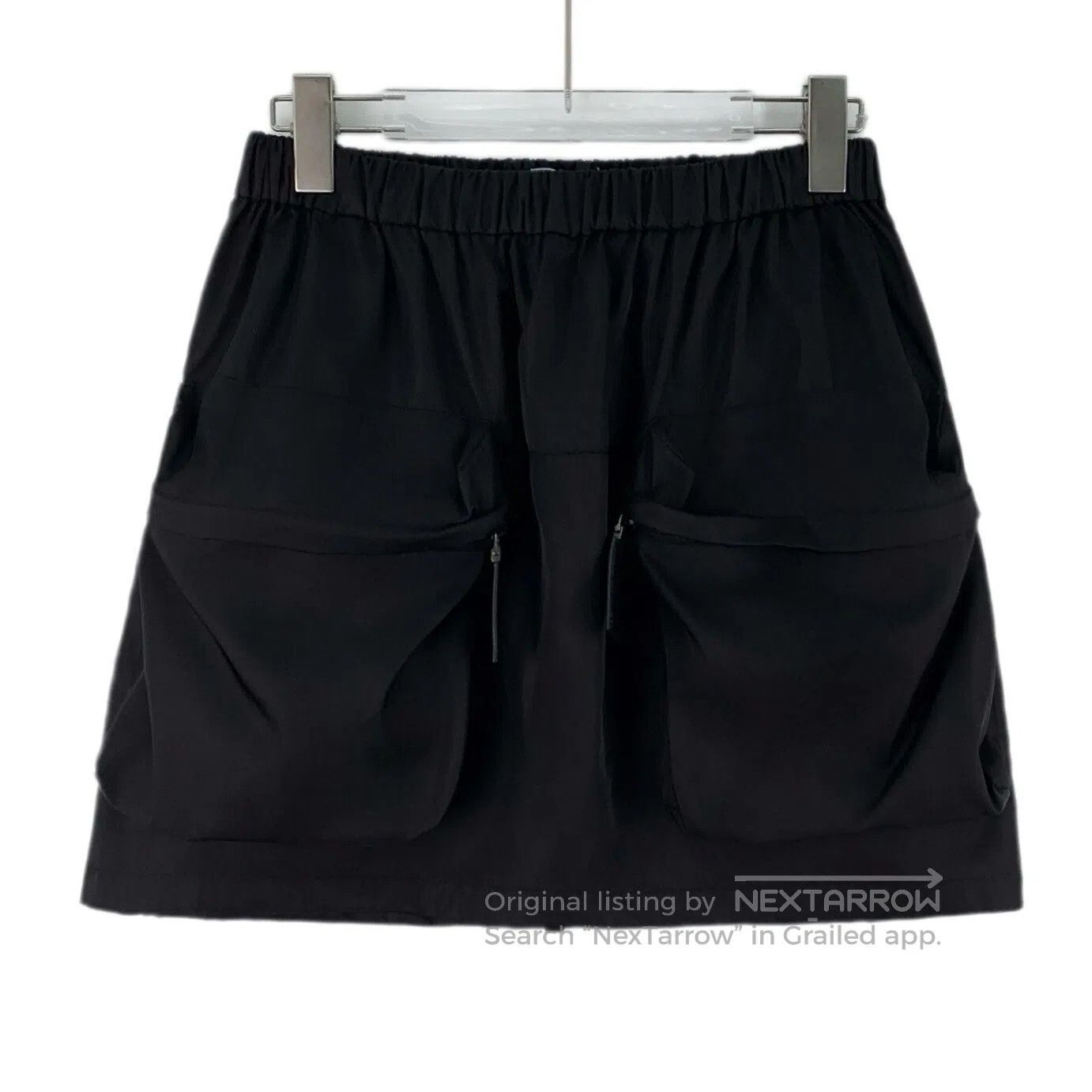 Prada Prada Black nylon pocket elastic waist workwear half skirt Size 39" - 1 Thumbnail