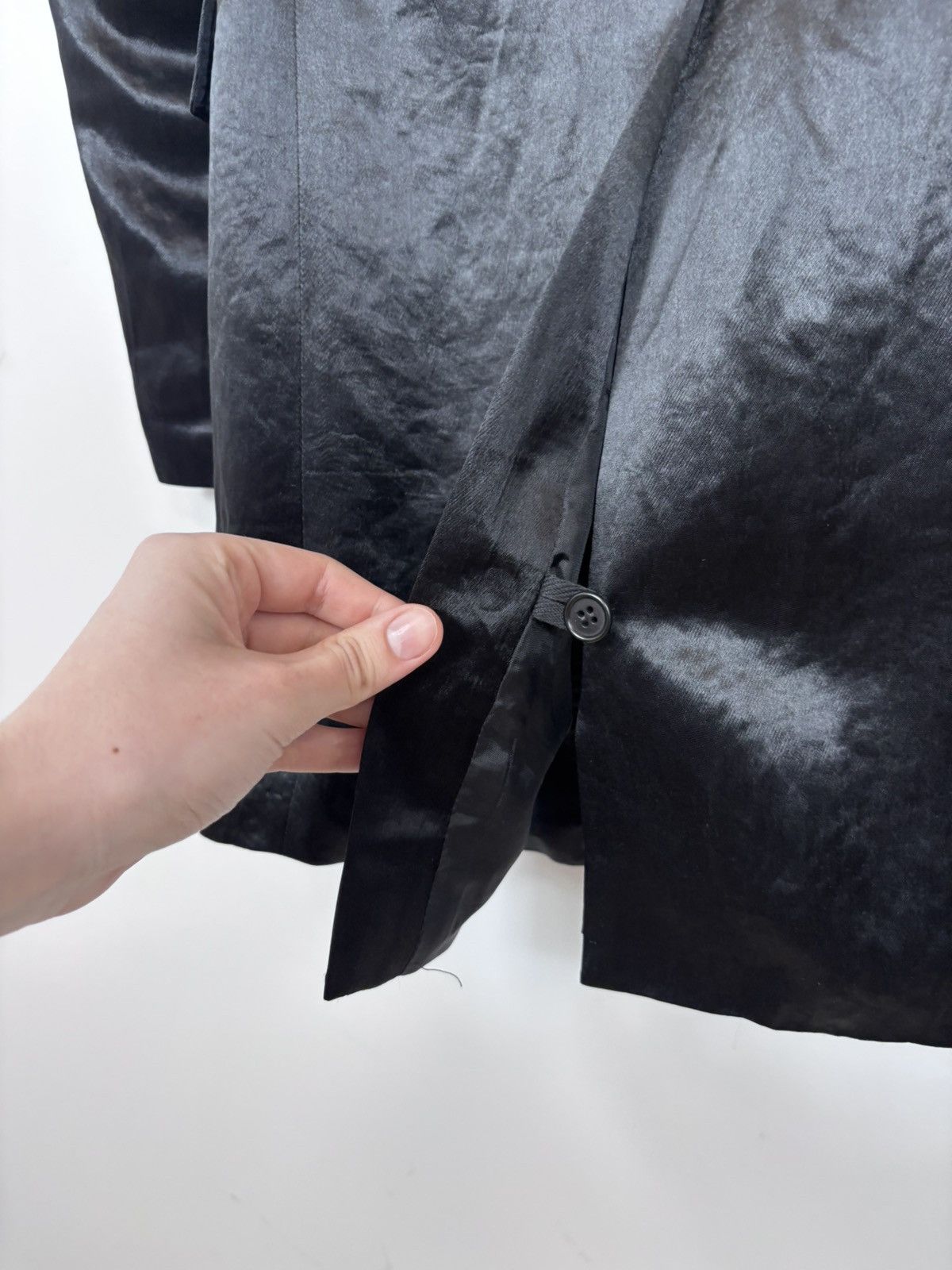 Blk Dnm BLK DNM Men’s Black Satin Long Blazer Jacket Tuxedo Coat Size 40R - 22 Thumbnail