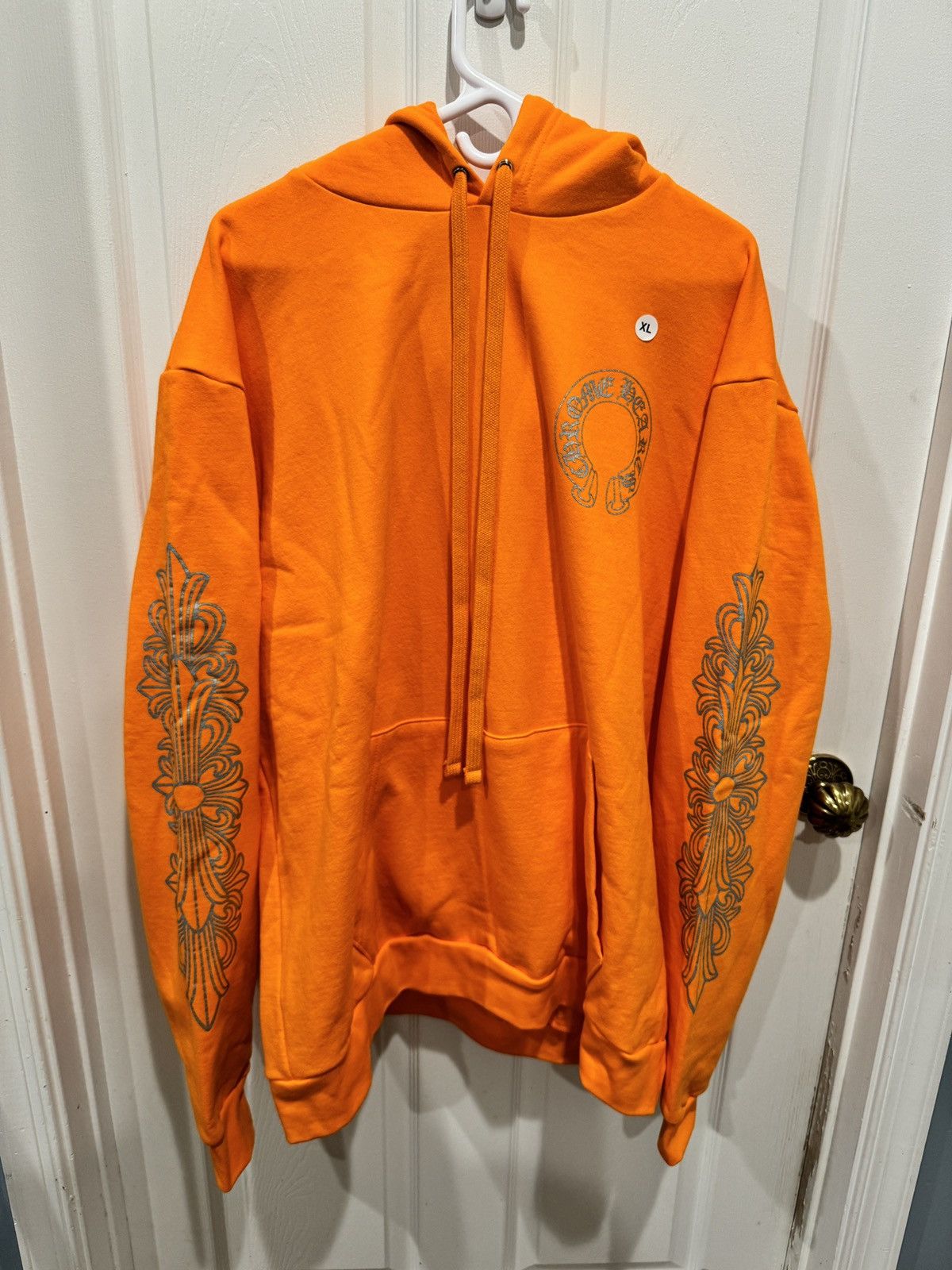 image of Chrome Hearts Ultra Miami Neon Orange Floral Hoodie Size Xl, Men's