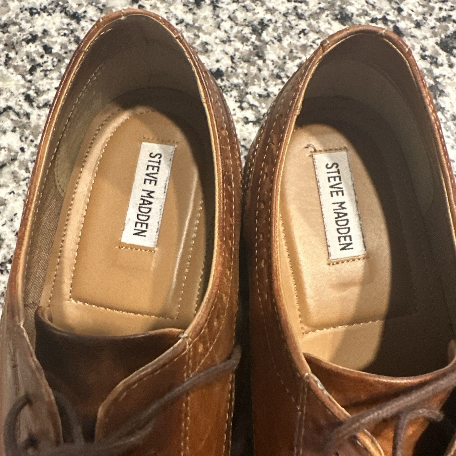Steve Madden Steve Madden Mens Size 12 Brown Leather Derb Dress Shoes Size US 12 / EU 45 - 4 Thumbnail