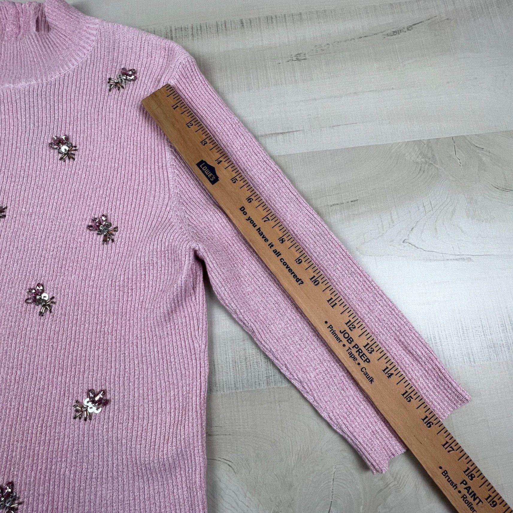 Vintage Lauren Michelle Womens Sweater XL Pink Rhinestones Mock Neck 3/4 Sleeves New Size XL / US 12-14 / IT 48-50 - 7 Thumbnail