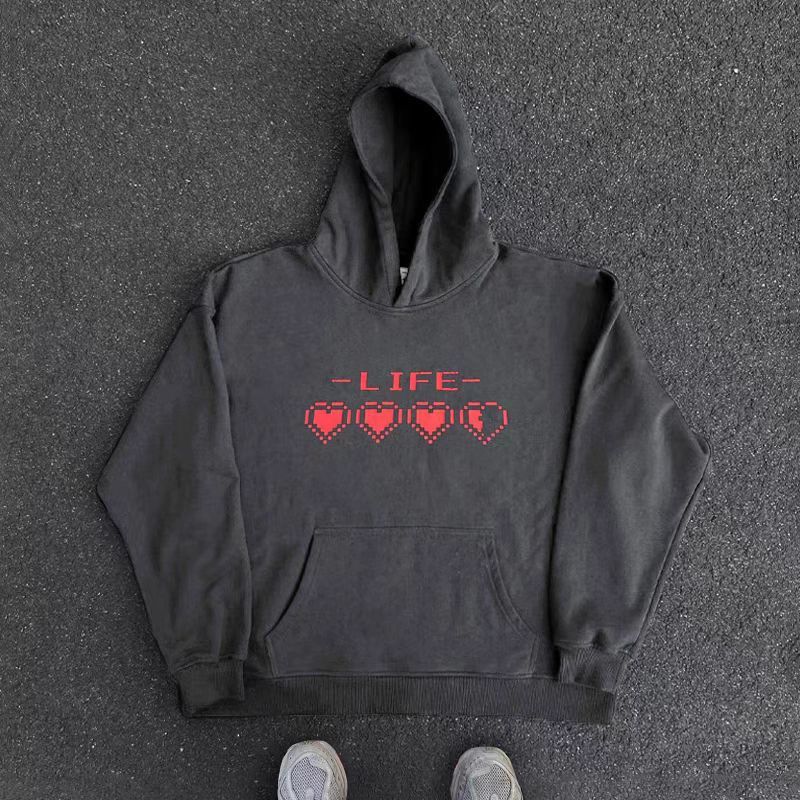 Japanese Brand Vintage Pixel Heart Creative Print Hooded Sweatshirt Size US L / EU 52-54 / 3 - 3 Thumbnail