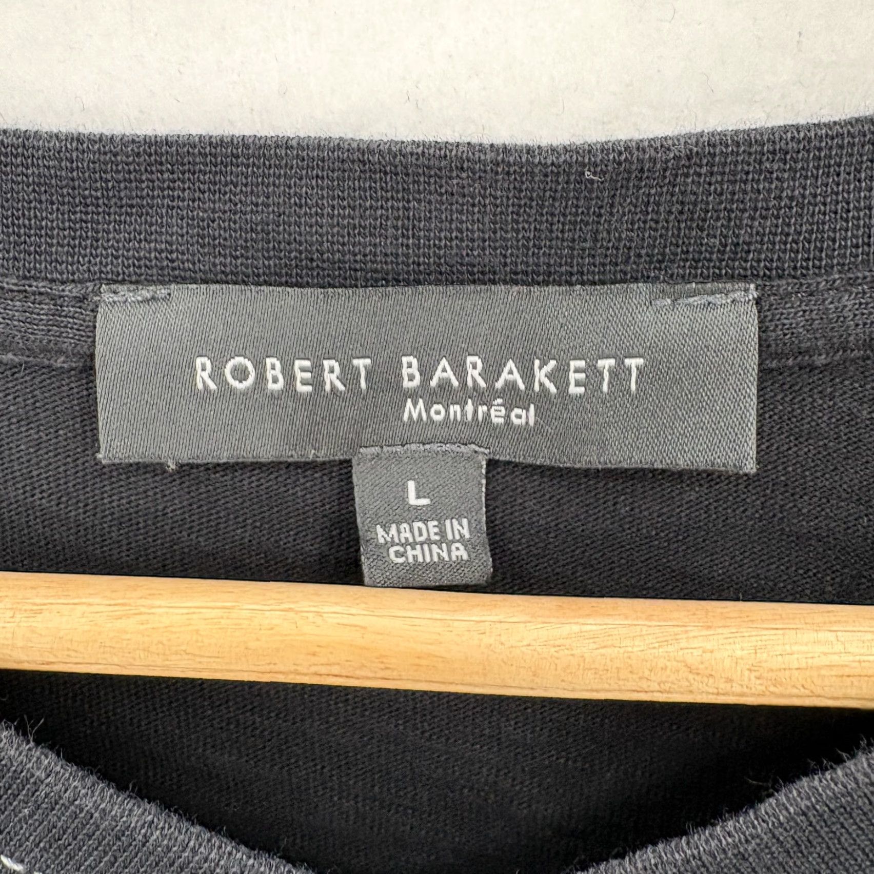 Vintage Robert Barakett Shirt Mens Large Black 100% Cotton V-Neck Long Sleeve Casual Top Size US L / EU 52-54 / 3 - 4 Thumbnail
