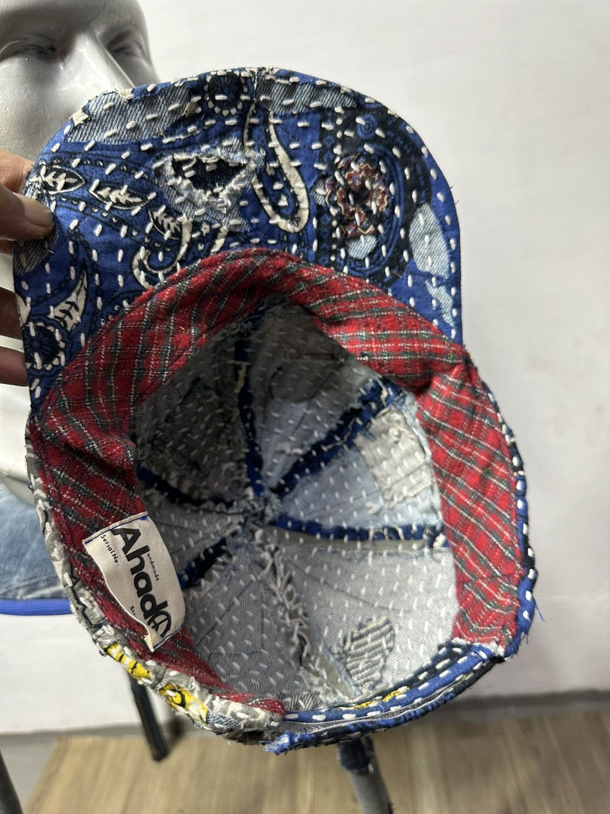 Art Comes First × Handmade Custom Made Distressed Paisley Patchwork Boro hats Size ONE SIZE - 12 Thumbnail