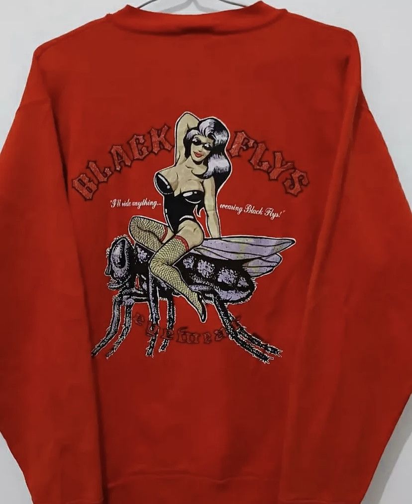 Vintage vintage black flys sweatshirt Size US L / EU 52-54 / 3 - 3 Thumbnail
