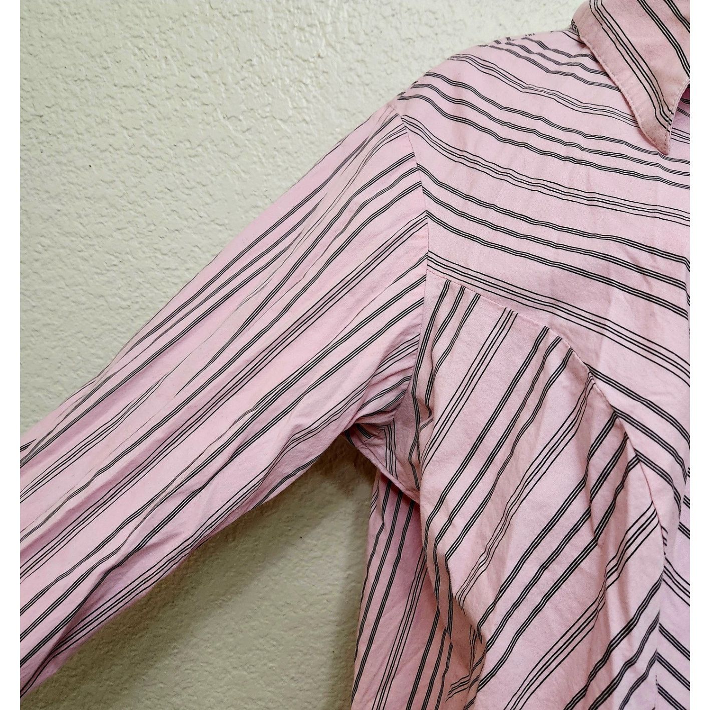 Other At Last & Company Pink Black Chevron Striped Button Top 3X Size 3XL / US 20-22 - 2 Thumbnail