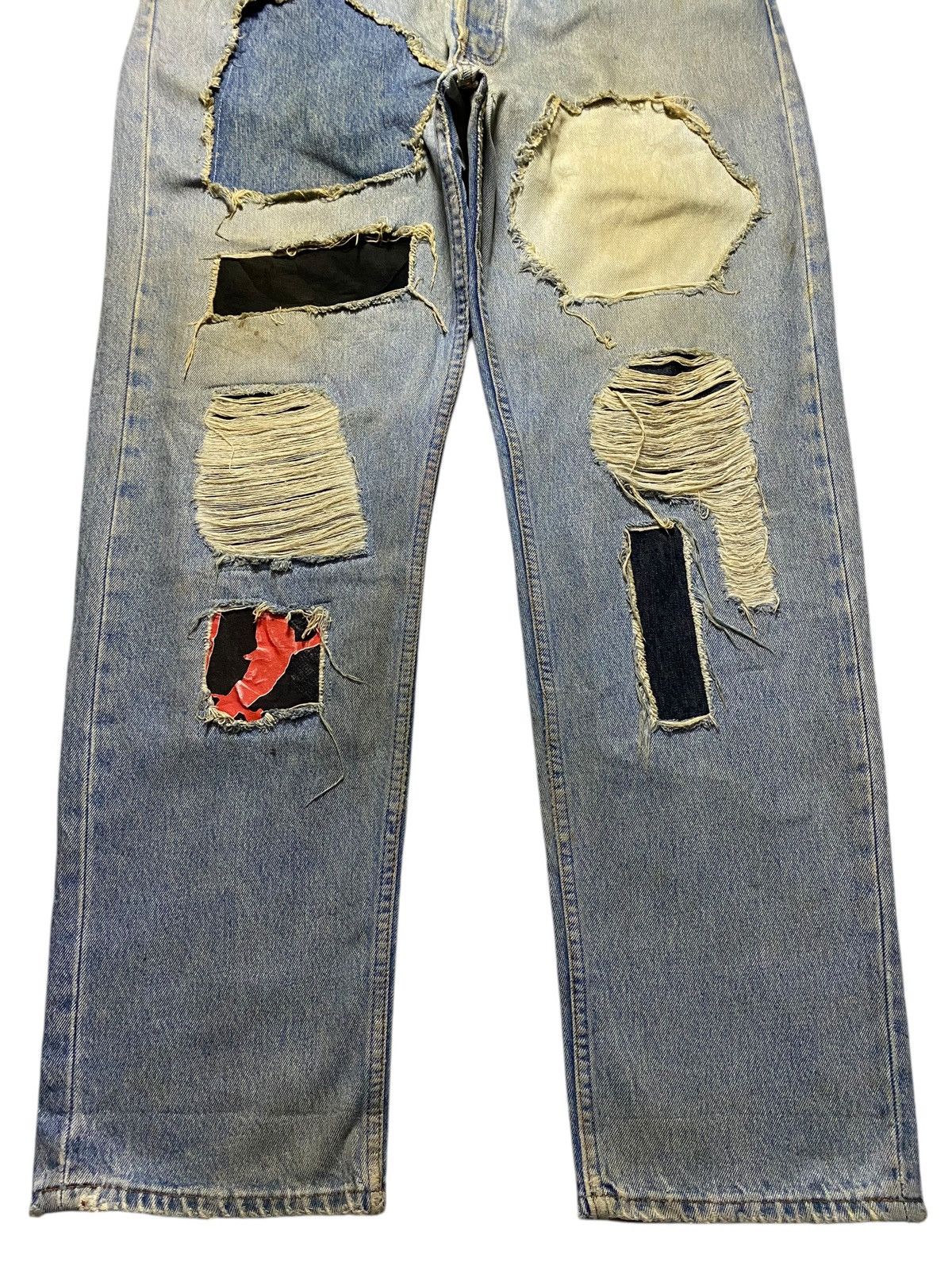 Levi's Vintage Clothing Levis 501 80’s Grunge Patches Style Distressed Jeans Size US 36 / EU 52 - 5 Thumbnail