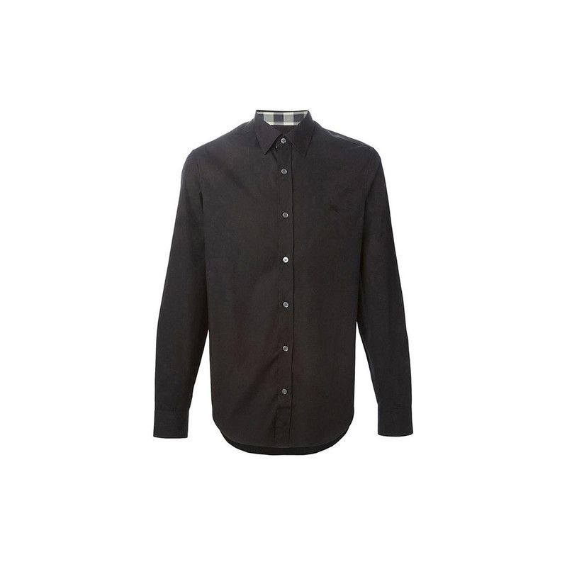 Burberry Burberry Black Long Sleeve Shirt with Check Detail 0079 Size US XS / EU 42 / 0 - 1 Thumbnail