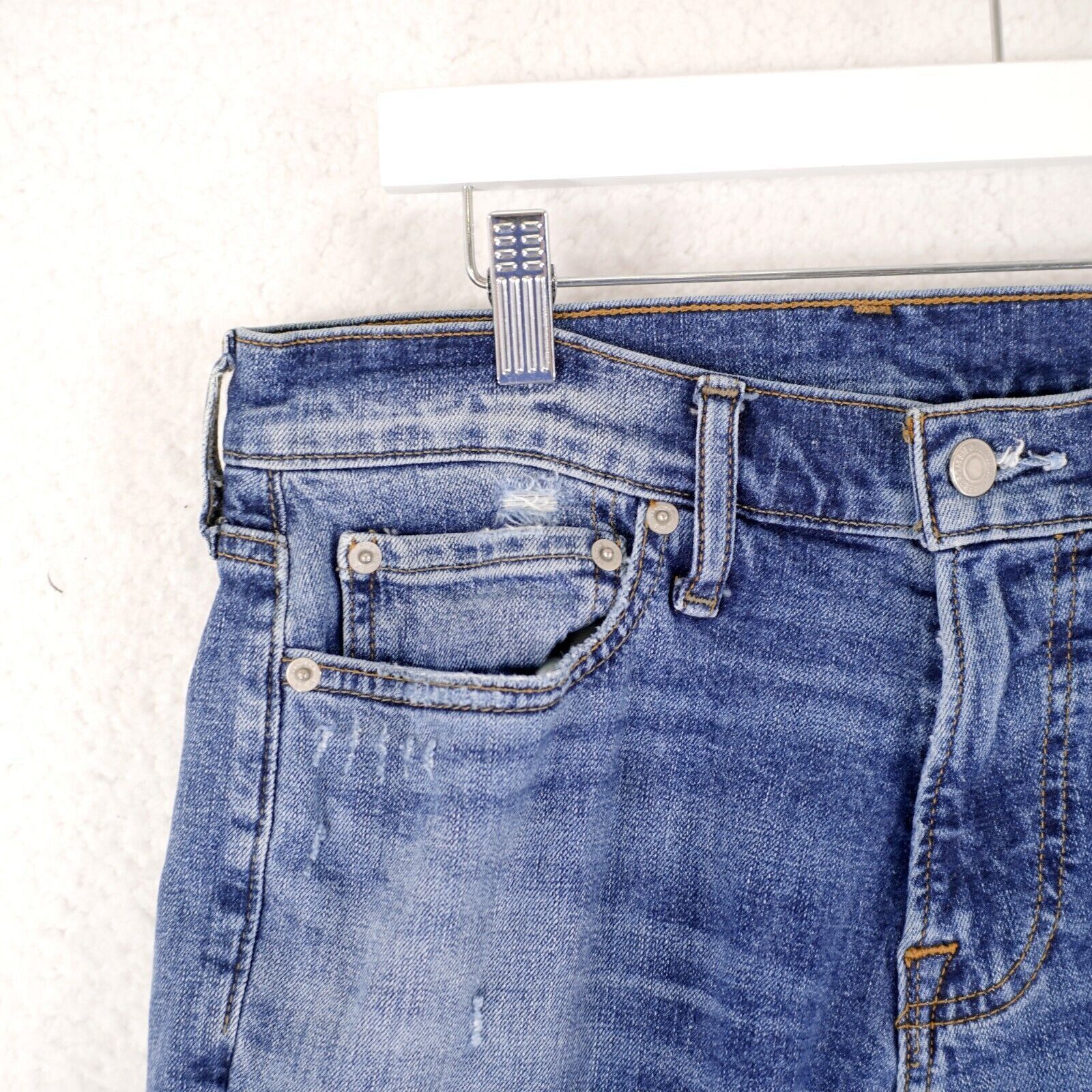 Abercrombie & Fitch Abercrombie & Fitch Blue Stone Wash Whickering Denim Jeans L Size US 30 / EU 46 - 4 Thumbnail