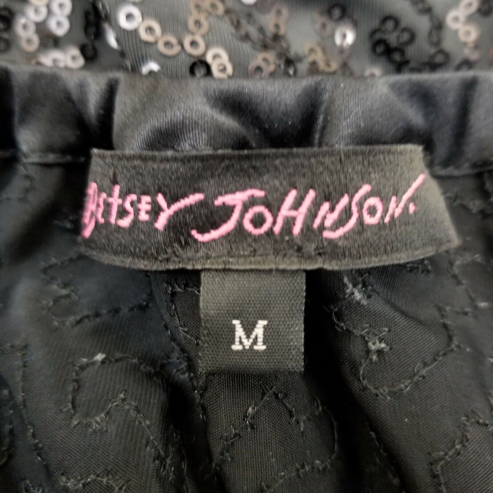 Betsey Johnson Betsey Johnson M Dress Black Silk Sequin Off Shoulders LBD H Size M / US 6-8 / IT 42-44 - 5 Thumbnail