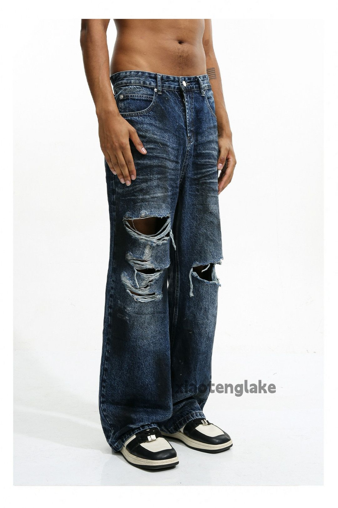 Jean × Vintage washed faded damaged hiphop grunge stain jeans Size US 32 / EU 48 - 5 Thumbnail
