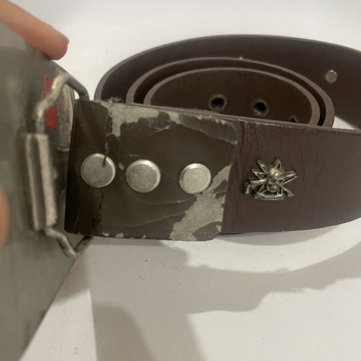 Designer × John Galliano × Vintage VINTAGE JOHN GALLIANO CROSSBONES PIRATE SKULL LEATHER BELT Size ONE SIZE - 4 Thumbnail