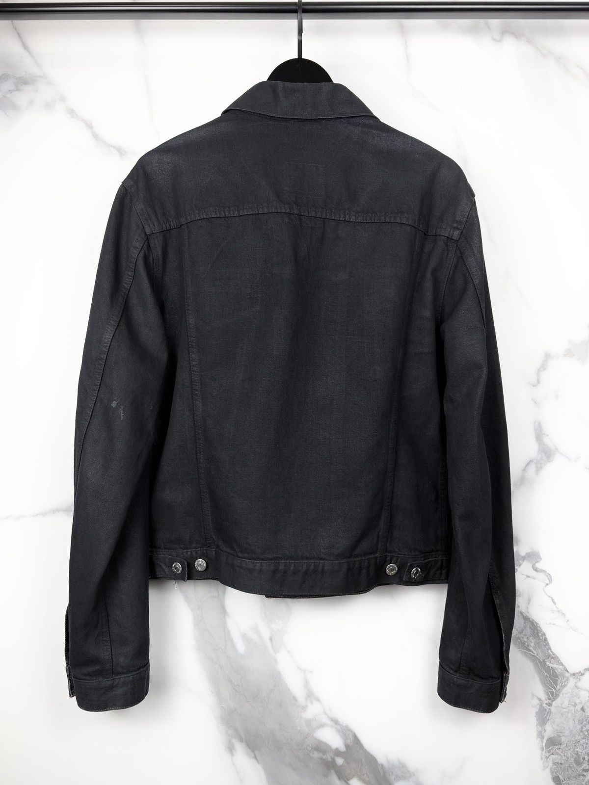 Helmut Lang AW03 Helmut Lang Wax Coated 2 Pocket Trucker Denim Jacket Size US L / EU 52-54 / 3 - 2 Thumbnail
