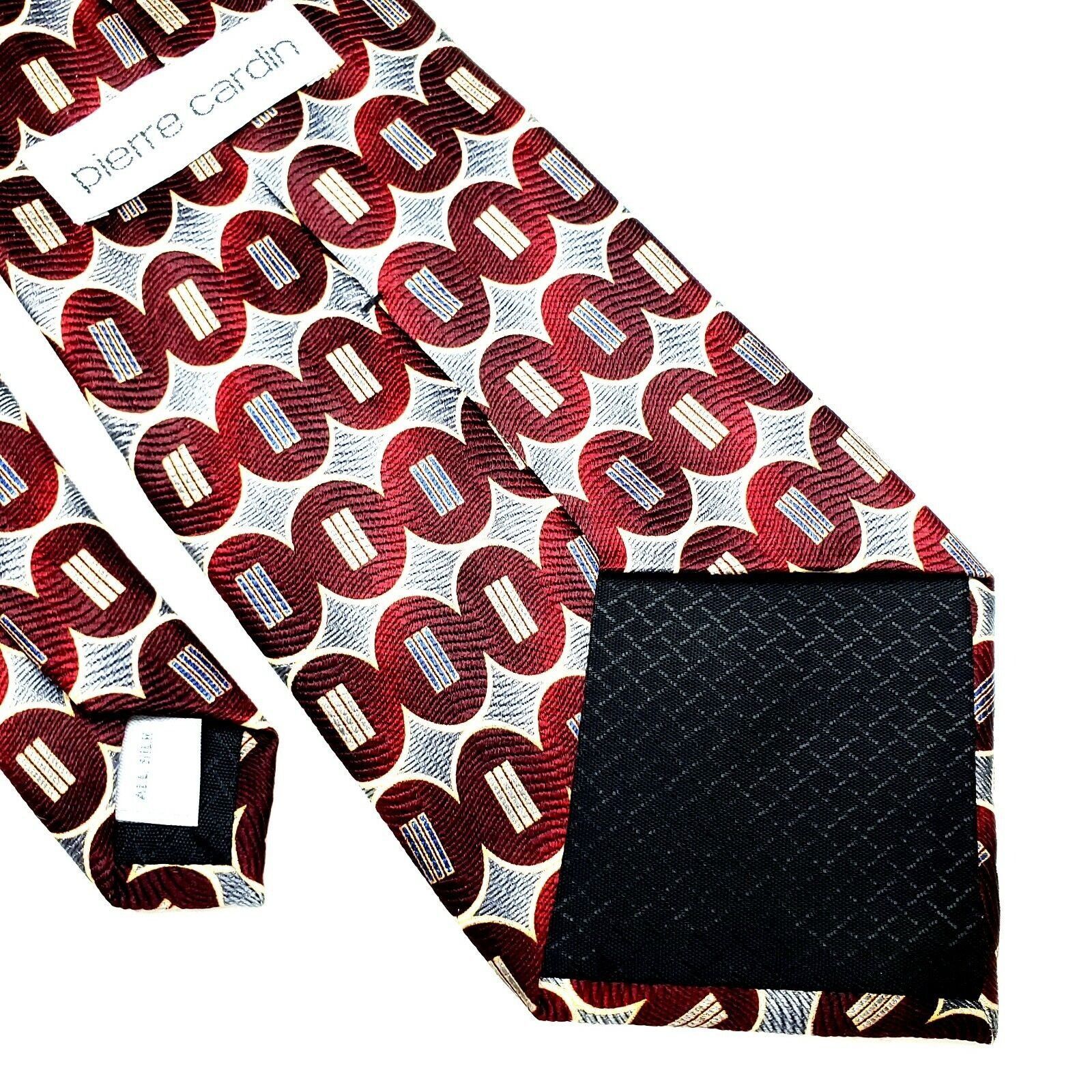 Pierre Cardin Pierre Cardin Silk Tie Red Print Geometric Wide Size ONE SIZE - 5 Thumbnail