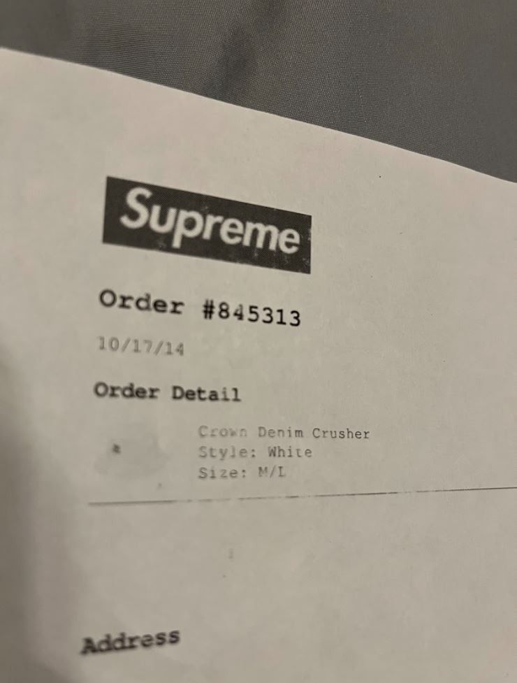 Supreme White Crown Denim Crusher M/L