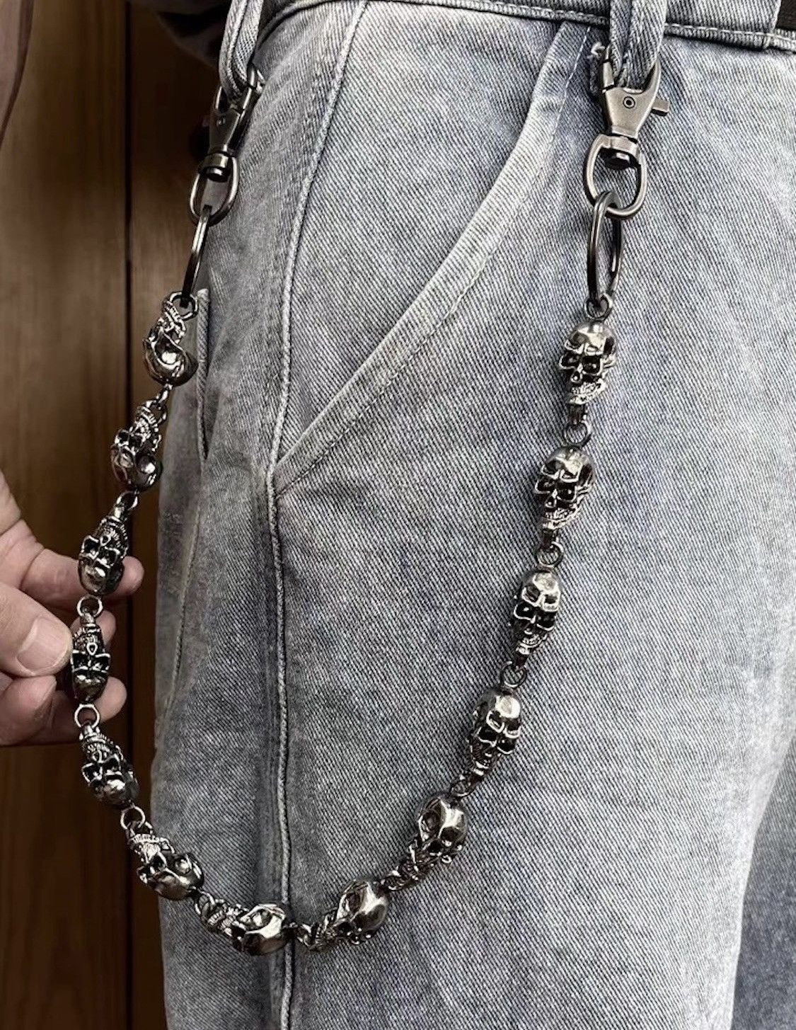 Jewelry Retro Goth Skull Wallet Pocket Chain Size ONE SIZE - 1 Thumbnail