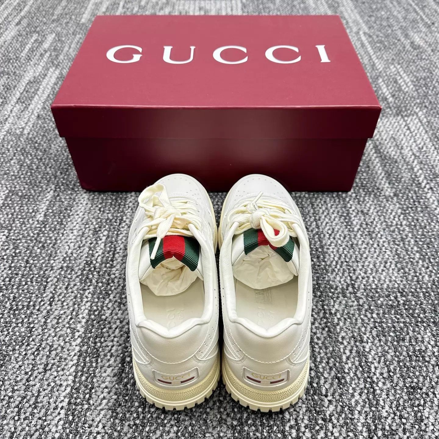 Gucci Gucci Re-Web Grain Leather Low-Top Sneaker 40.5 Size US 6.5 / EU 39-40 - 3 Thumbnail