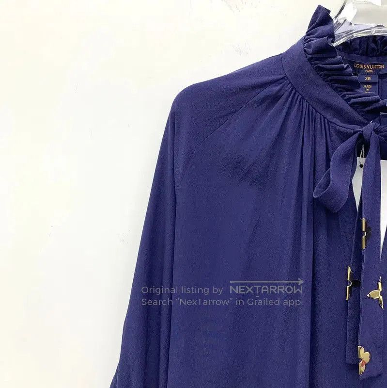 Louis Vuitton Louis Vuitton Women's Silk Dress in Deep Blue . Size S / US 4 / IT 40 - 3 Thumbnail