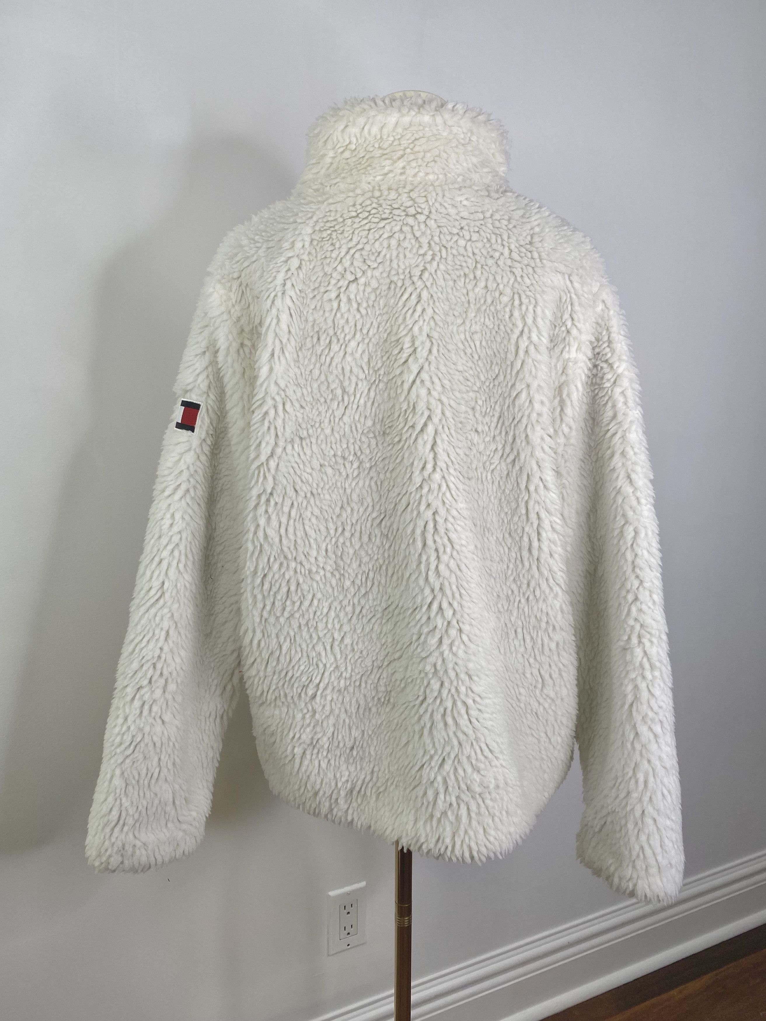 Tommy Hilfiger Tommy Hilfiger - White Faux Shearling Winter Zip-Up Jacket Size L / US 10 / IT 46 - 10 Thumbnail