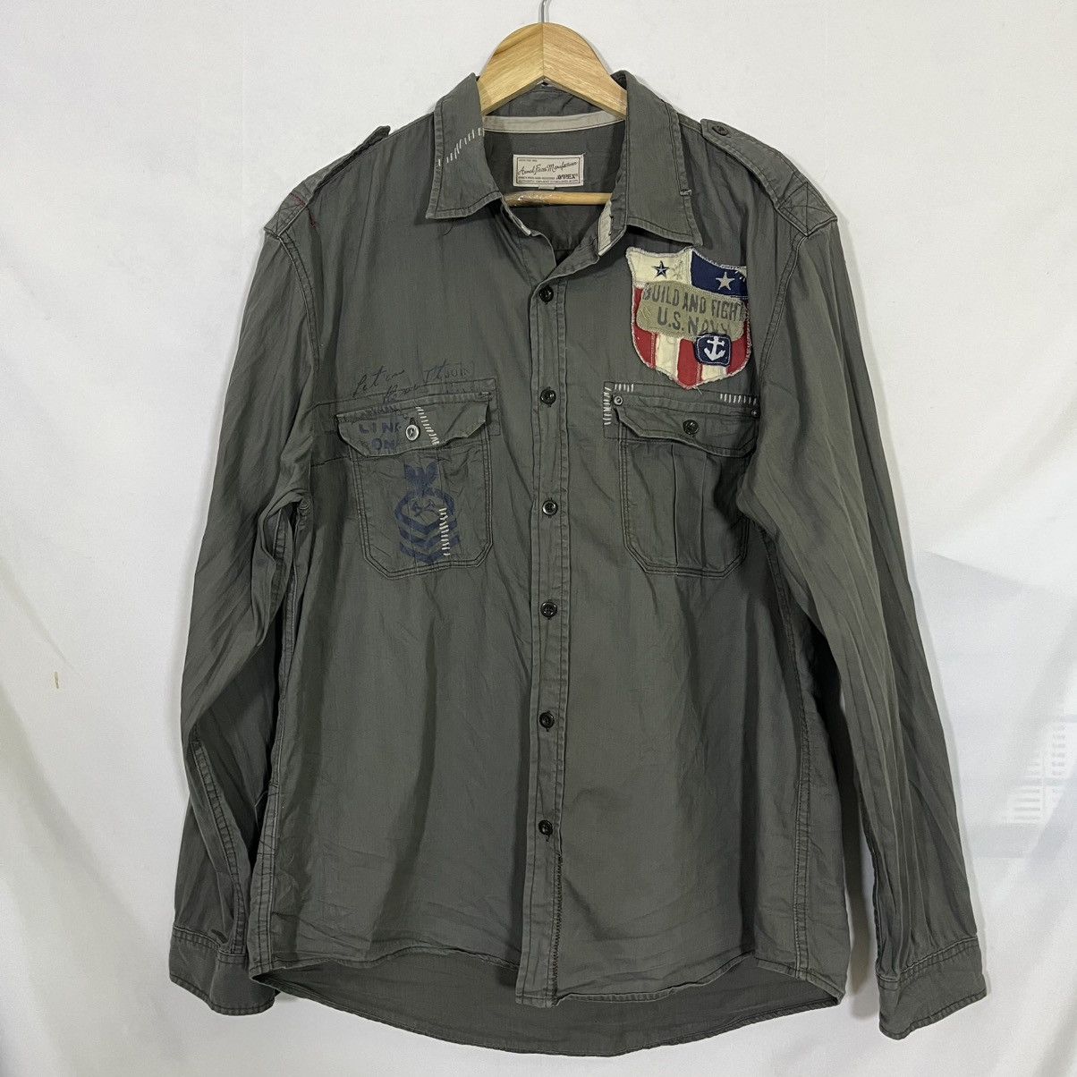 Avirex VINTAGE AVIREX US NAVY PATCHES BUTTON UP SHIRT Size US XL / EU 56 / 4 - 1 Thumbnail