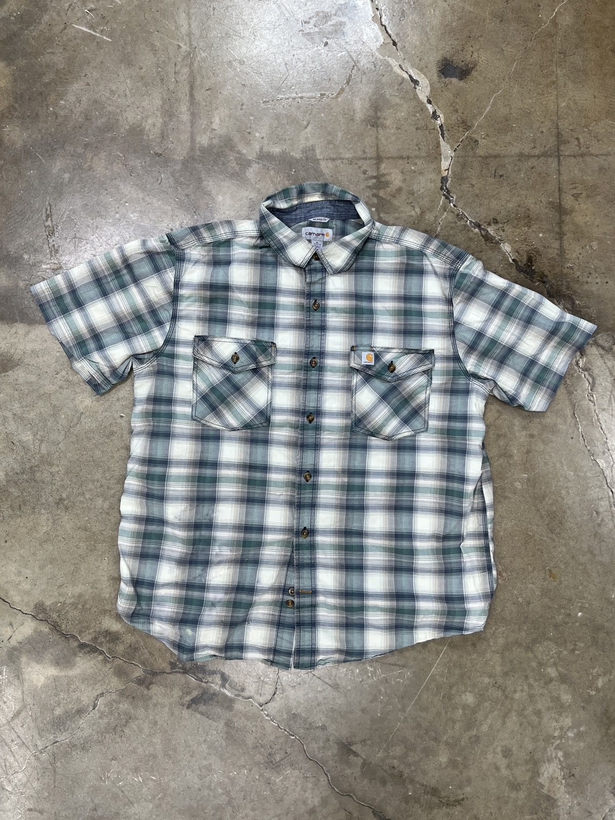 Carhartt × Vintage Vintage Carhartt Green Blue Plaid Relaxed Fit Button Up XL Size US XL / EU 56 / 4 - 2 Thumbnail