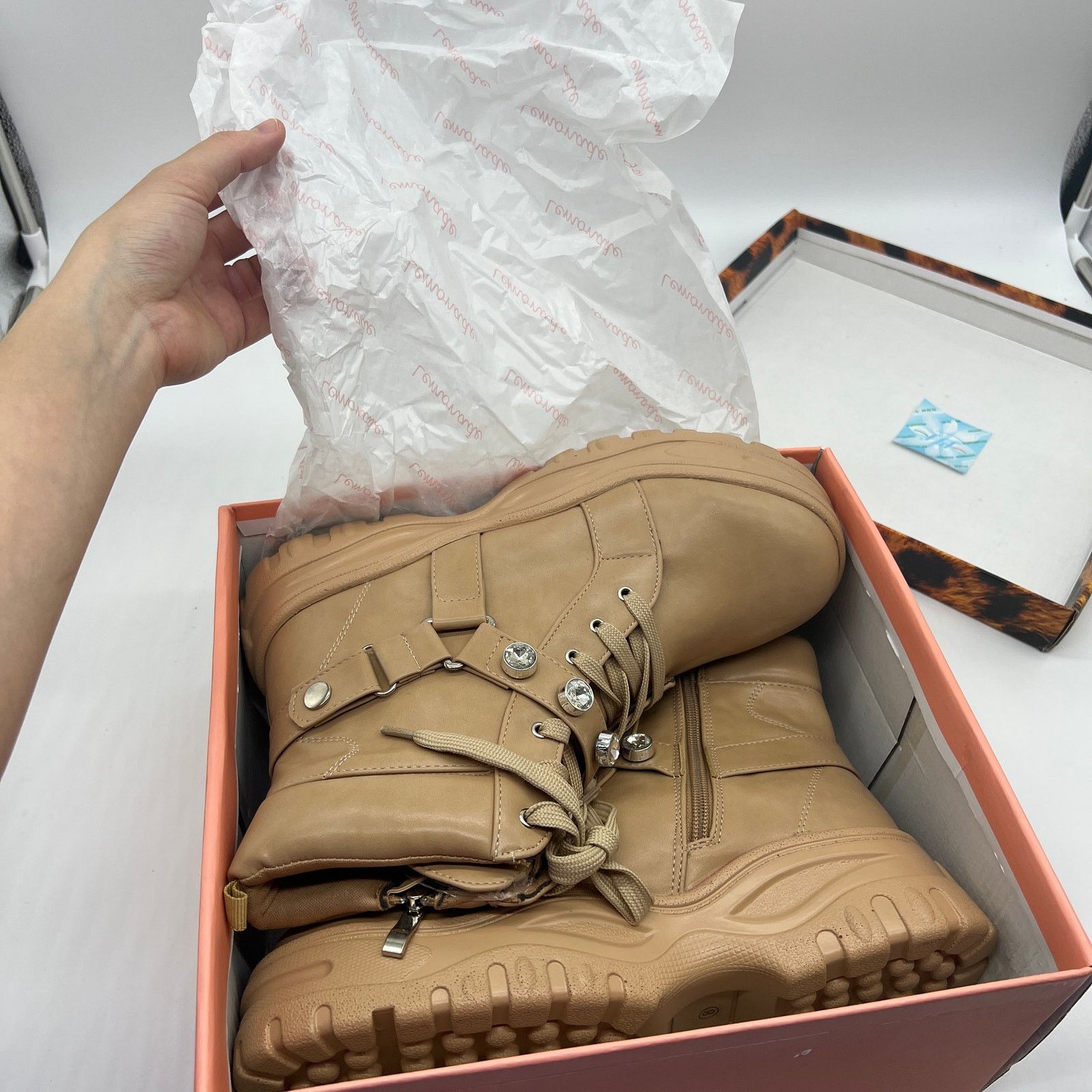 Other Lemonade Women Combat Boot Size 8M Rhinestone Size US 8 / IT 38 - 13 Thumbnail