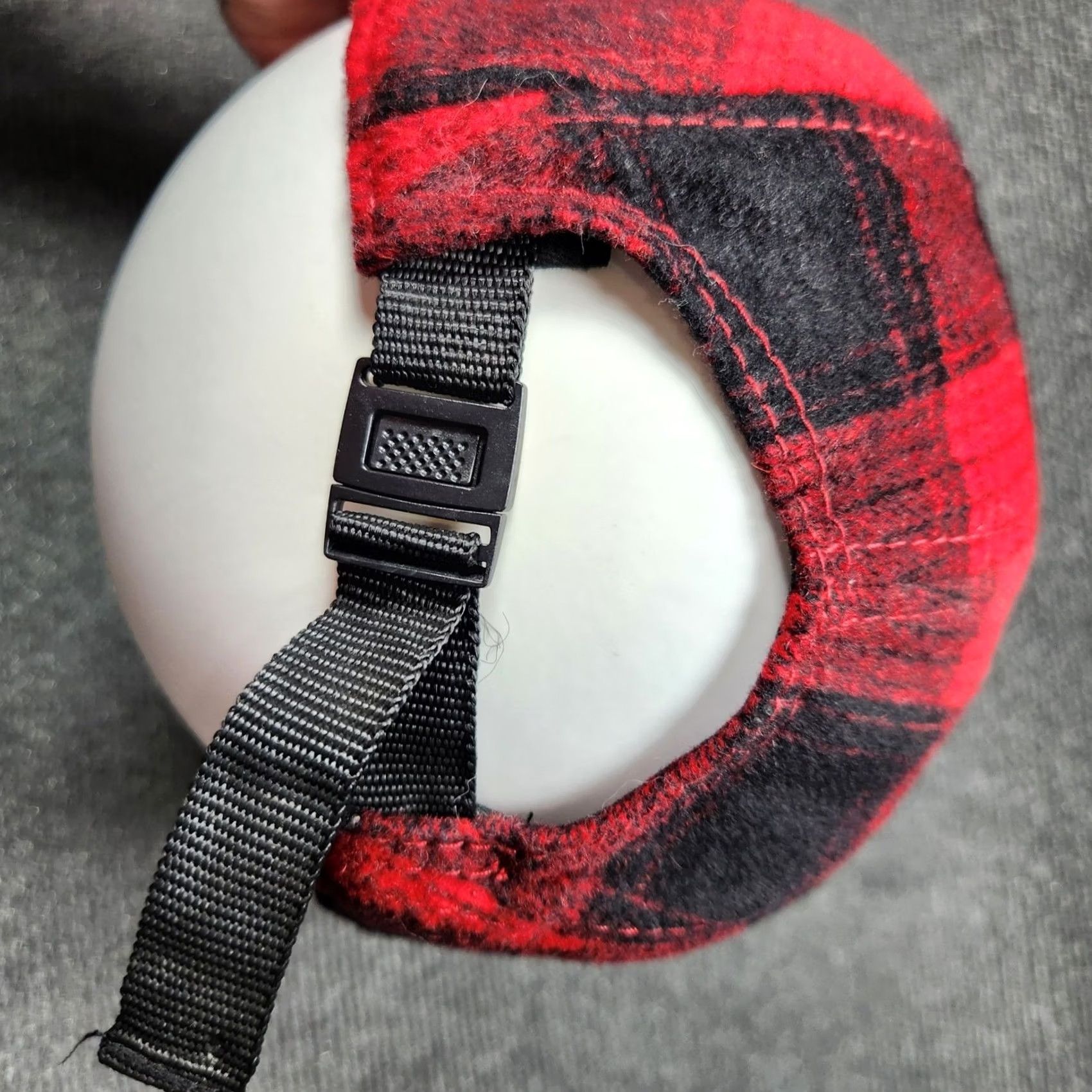 Vintage Urban Pipeline Hat 5 Panel Mens Red Black Buffalo Plaid Wool Blend Adjustable Lined OSFA Cap Size ONE SIZE - 4 Thumbnail