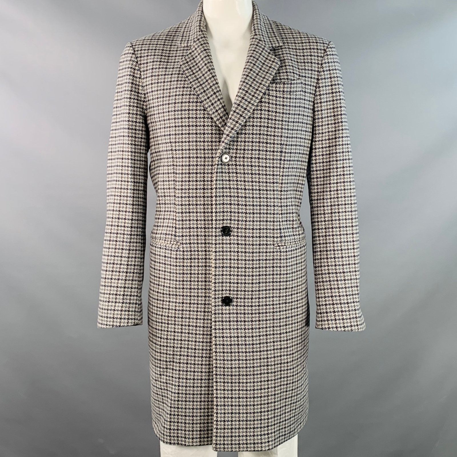 Dondup DONDUP Houndstooth Wool Single Breasted Notch Lapel Coat Size US XL / EU 56 / 4 - 1 Thumbnail