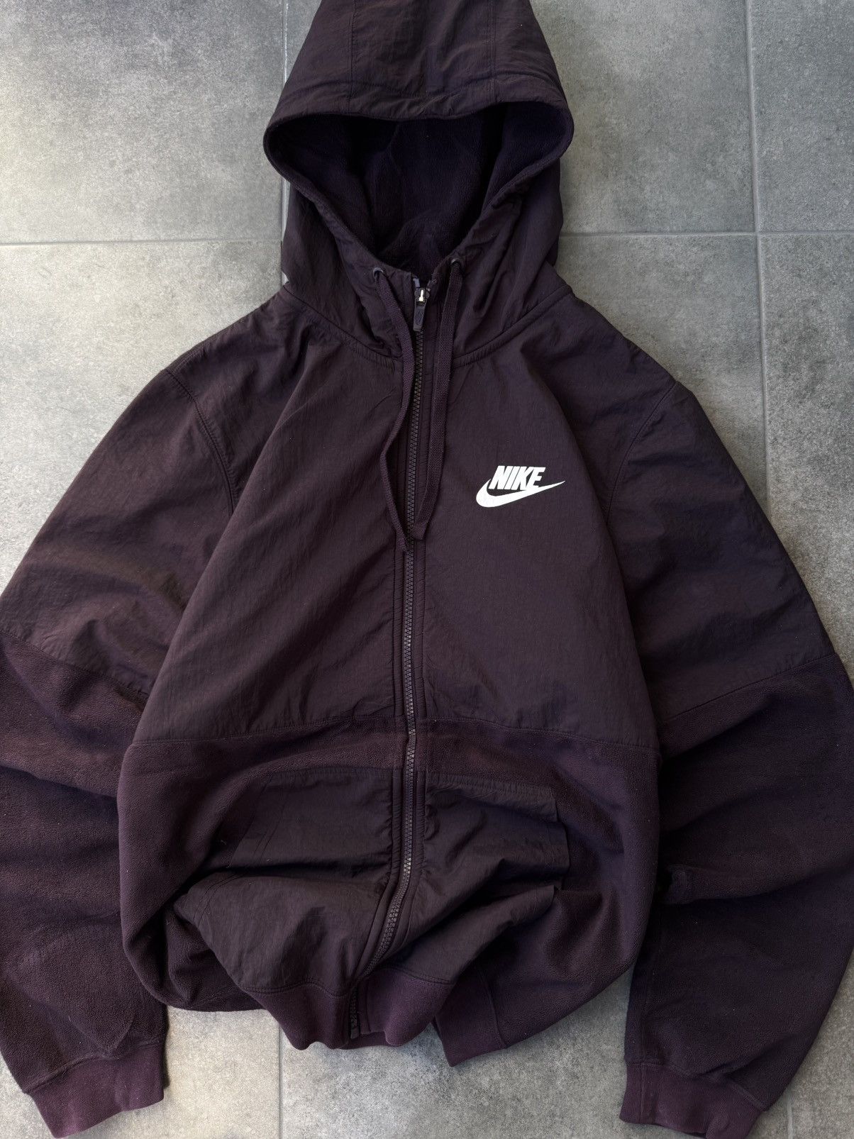 Nike Vintage 90’s Burgundy Nike Drill Check Zip Up Track Jacket Size US M / EU 48-50 / 2 - 4 Thumbnail