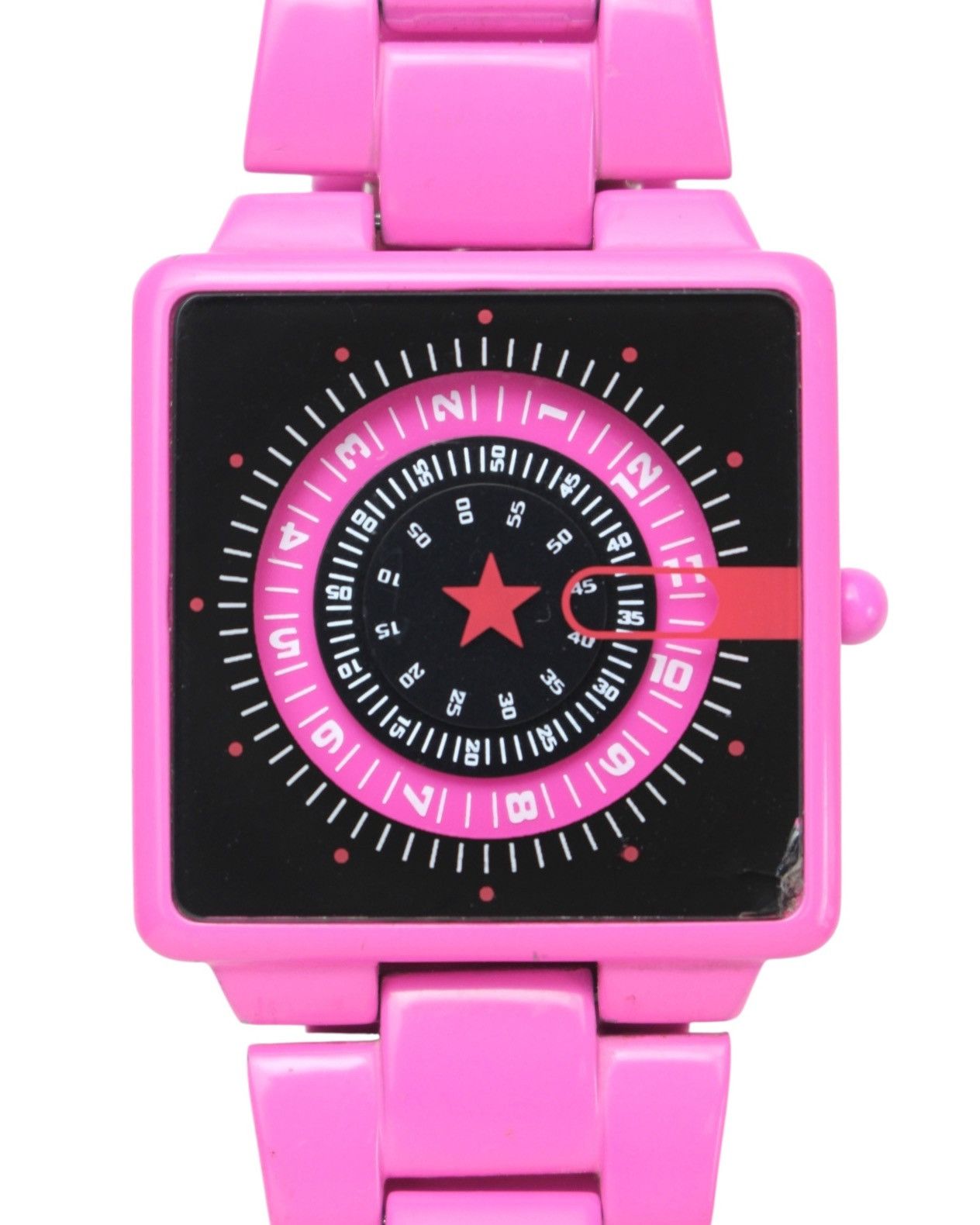 Hysteric Glamour 2000S DEEP JAPAN RED STAR PINK SQUARE DIAL JUMP HOUR WATCH Size ONE SIZE - 1 Thumbnail
