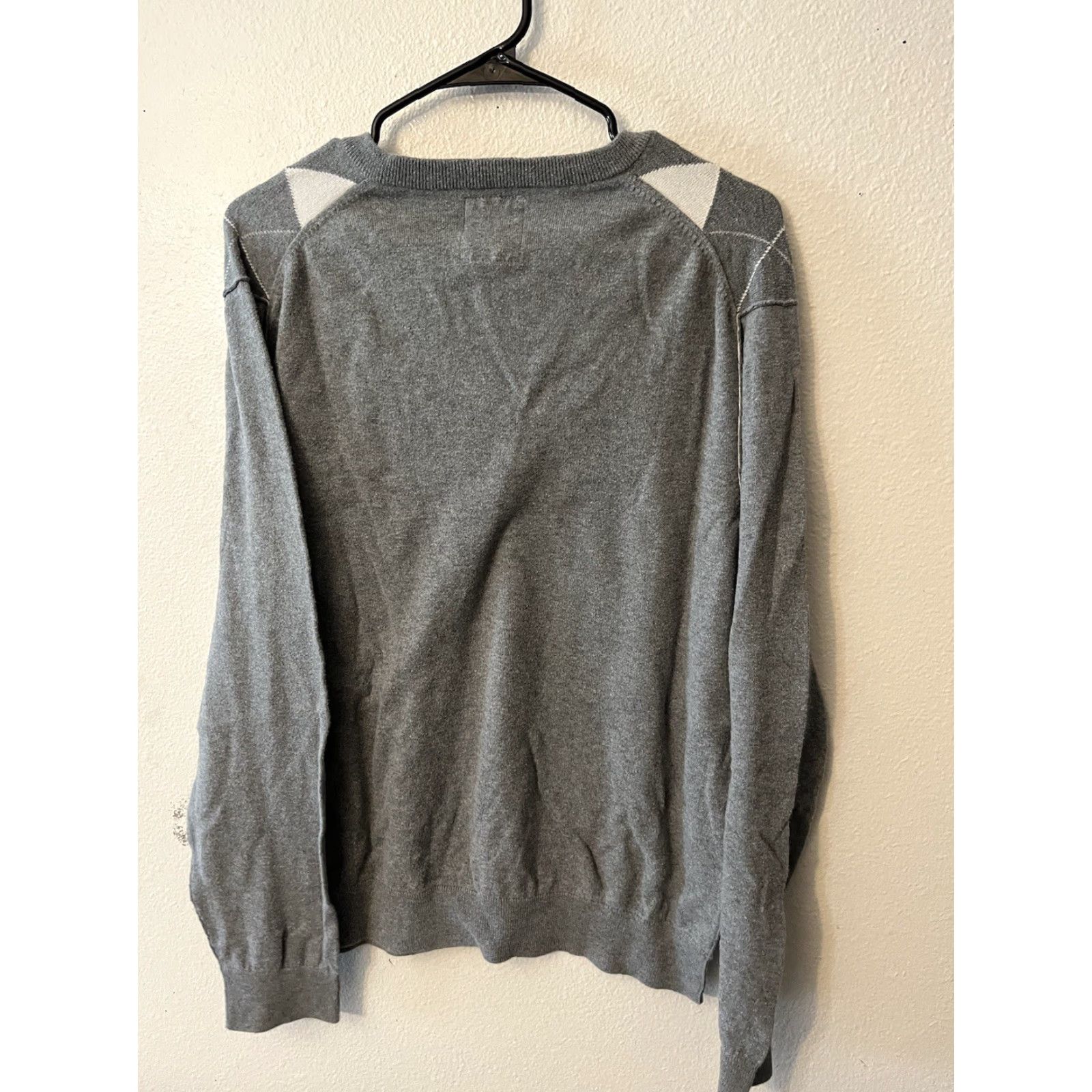 Express EXPRESS Men’s Argyle Sweater Size Large 100% Cotton Gray White Charcoal Pullover Knit Long Sleeve V-Neck Multicolor Casual Mens Sweater Size US L / EU 52-54 / 3 - 3 Thumbnail
