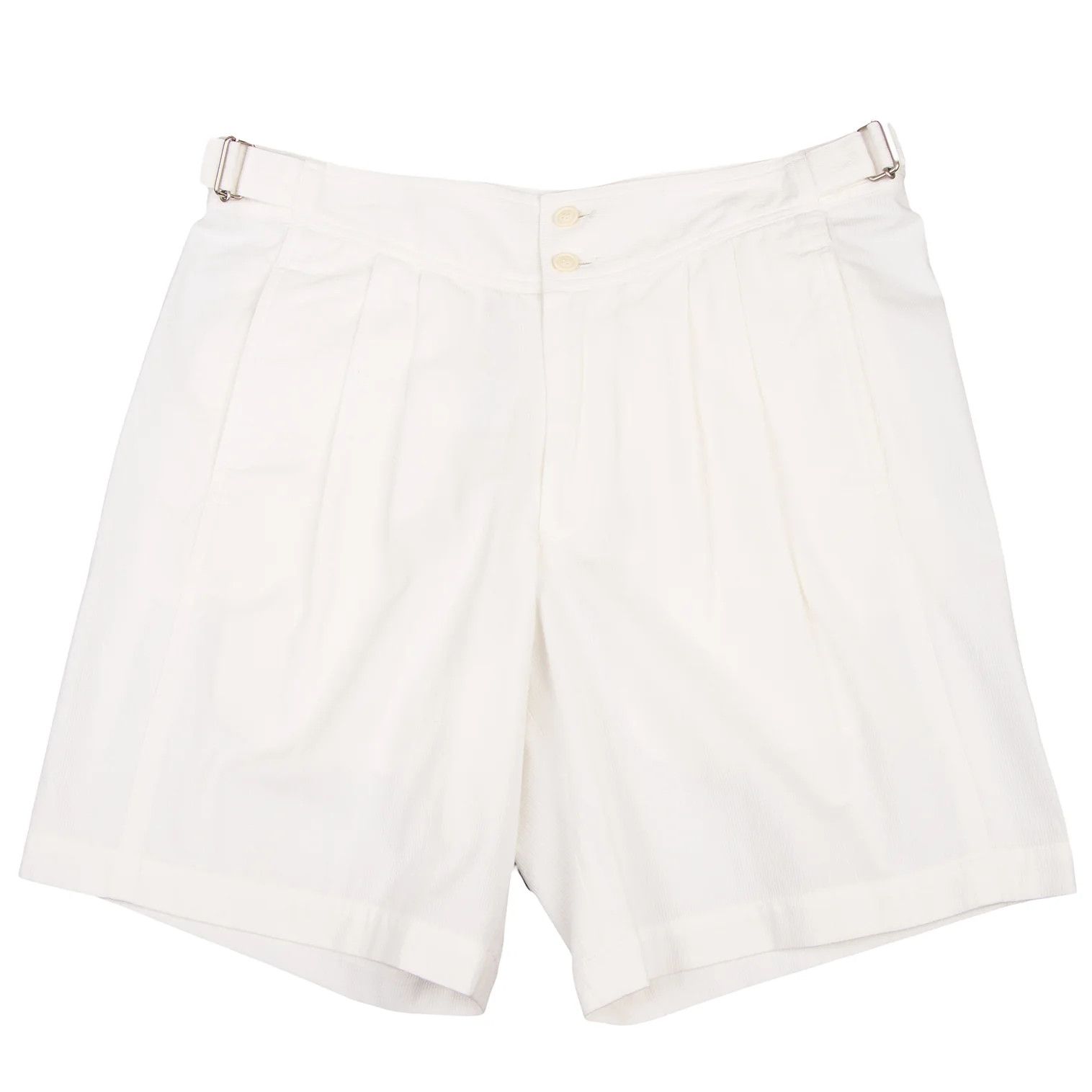 Issey Miyake Cotton Pinstripe Design Side Belt Shorts in Off White Size US 30 / EU 46 - 1 Thumbnail
