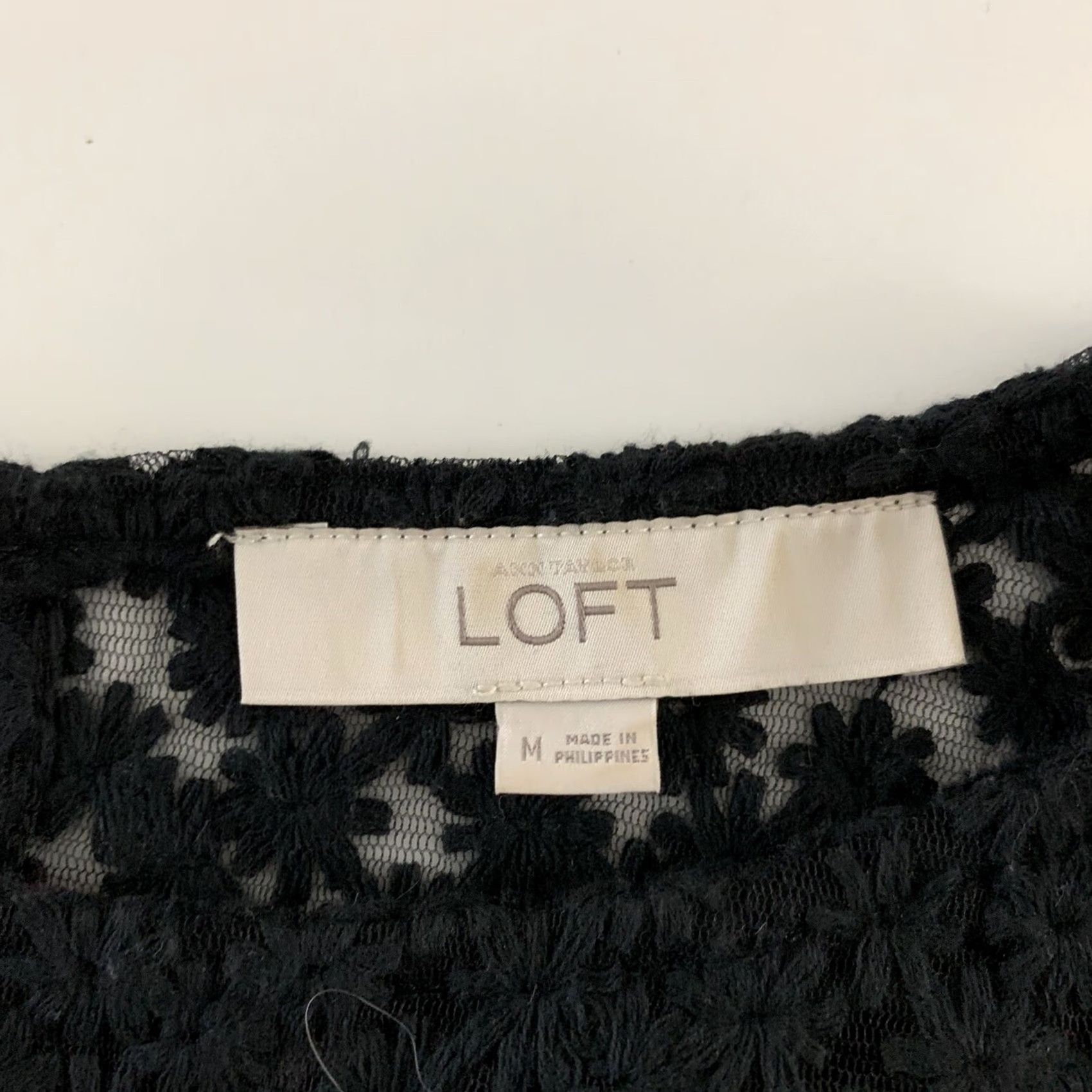 Ann Taylor Ann Taylor Loft Sheer Polk Dot 3/4 Sleeve Top Women's Size S Solid Black Size S / US 4 / IT 40 - 3 Thumbnail