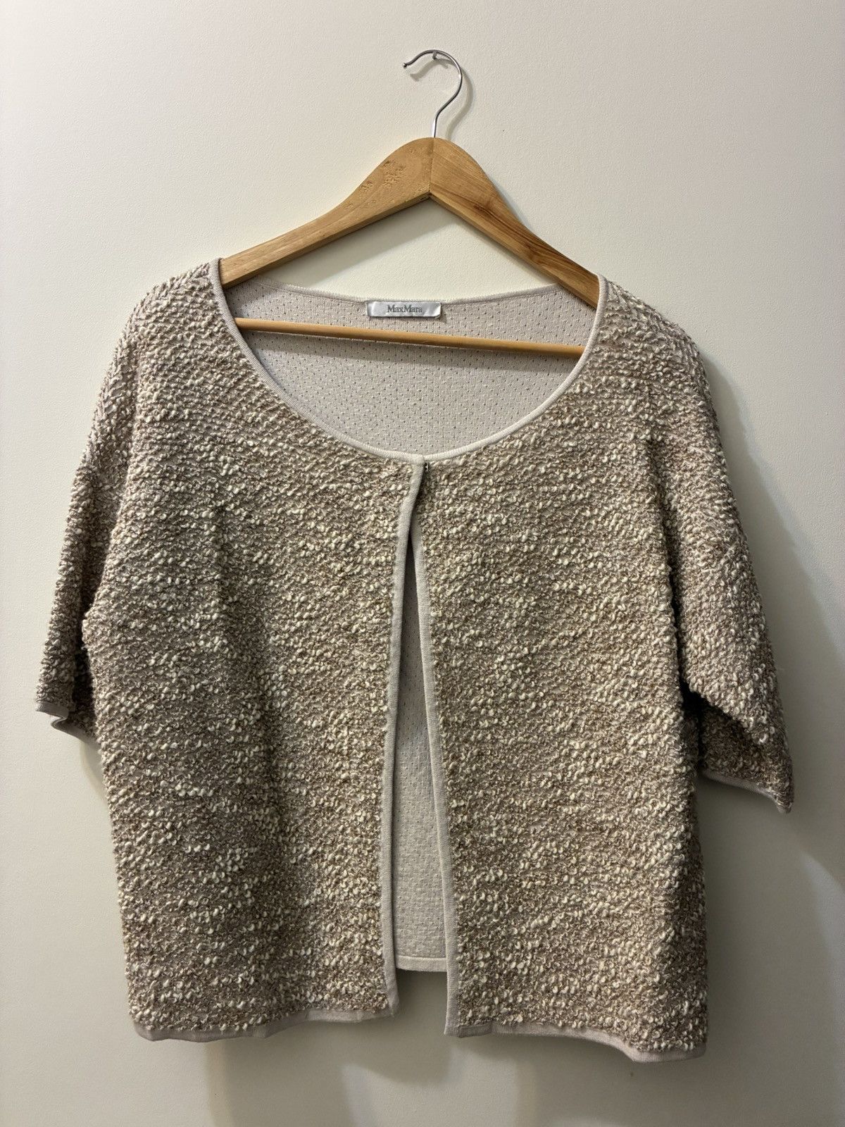 Max Mara Short Sleeve Boucle Cardi Size L / US 10 / IT 46 - 1 Thumbnail