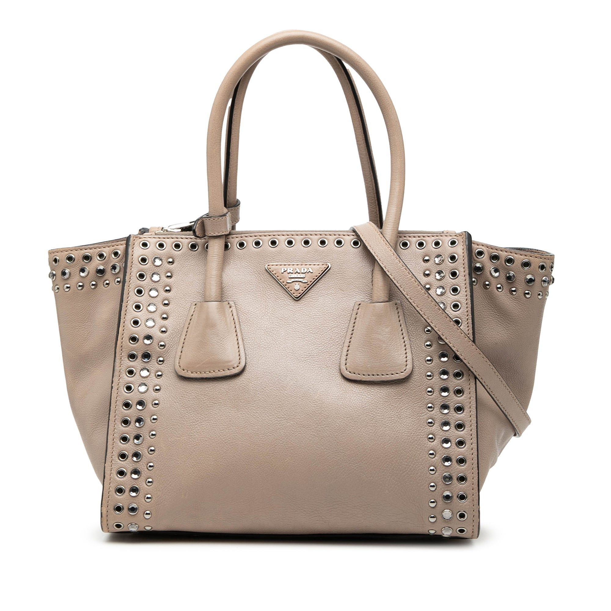 Prada Glace Calf Studded Twin Pocket Satchel Size ONE SIZE - 1 Thumbnail