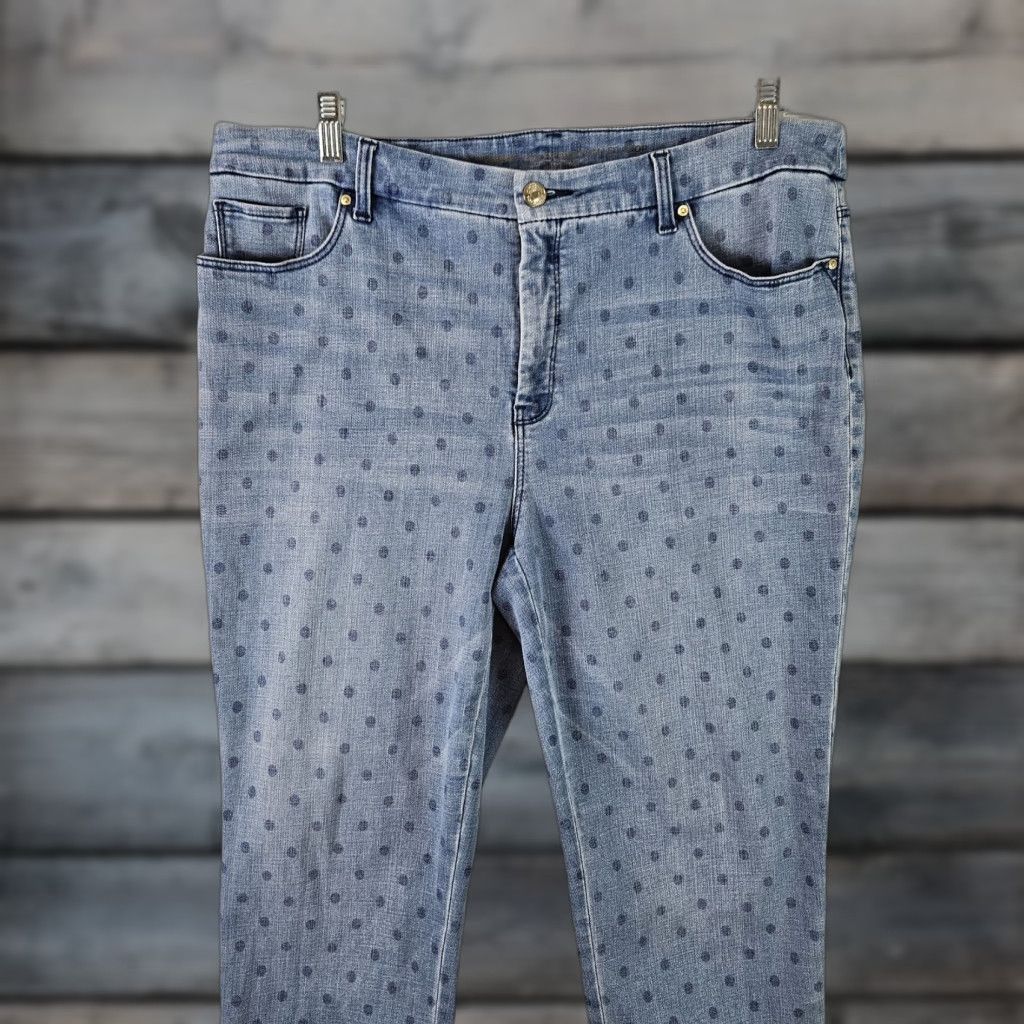 Vintage Chico's Womens Jeans Cropped Slim Leg So Slimming Polka Dot Size 16 Blue Size 38" / US 16 / IT 52 - 1 Thumbnail