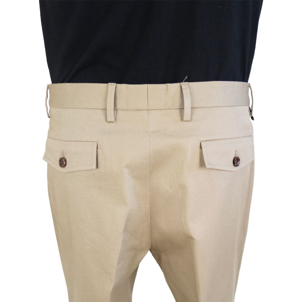 Gucci Gucci Beige Cotton Trousers with Web & Bee Waistband Detail Size 50R - 6 Thumbnail